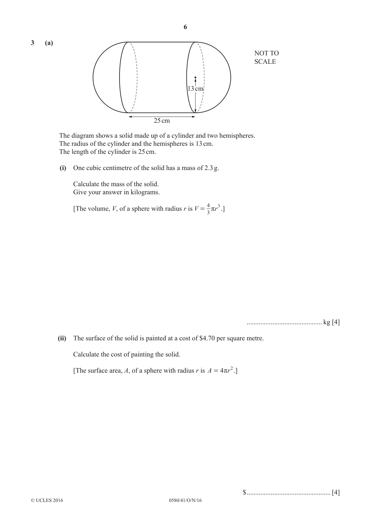 Cambridge IGCSE Mathematics 0580 2016 Oct/Nov Paper 4 · Variant 1 question paper, page 6 of 20