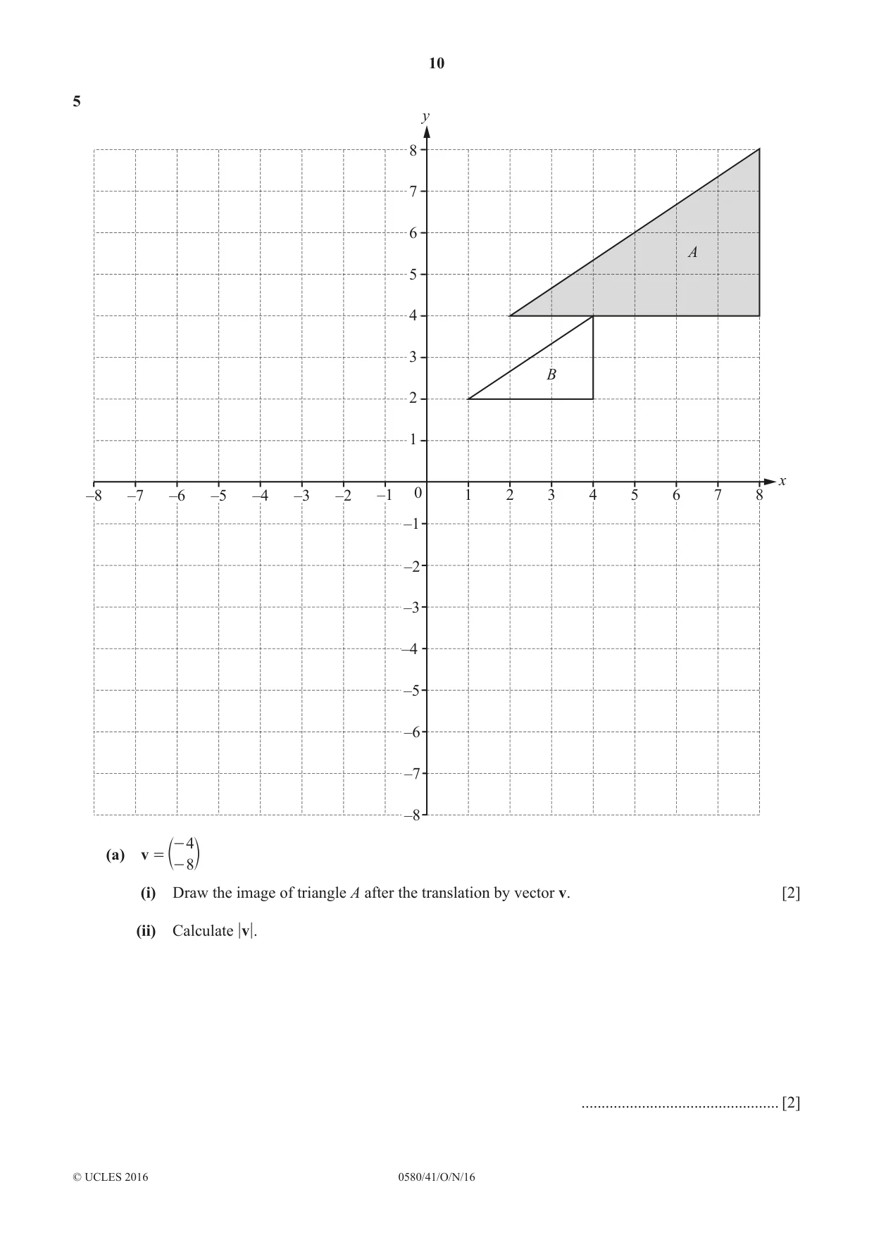 Cambridge IGCSE Mathematics 0580 2016 Oct/Nov Paper 4 · Variant 1 question paper, page 10 of 20