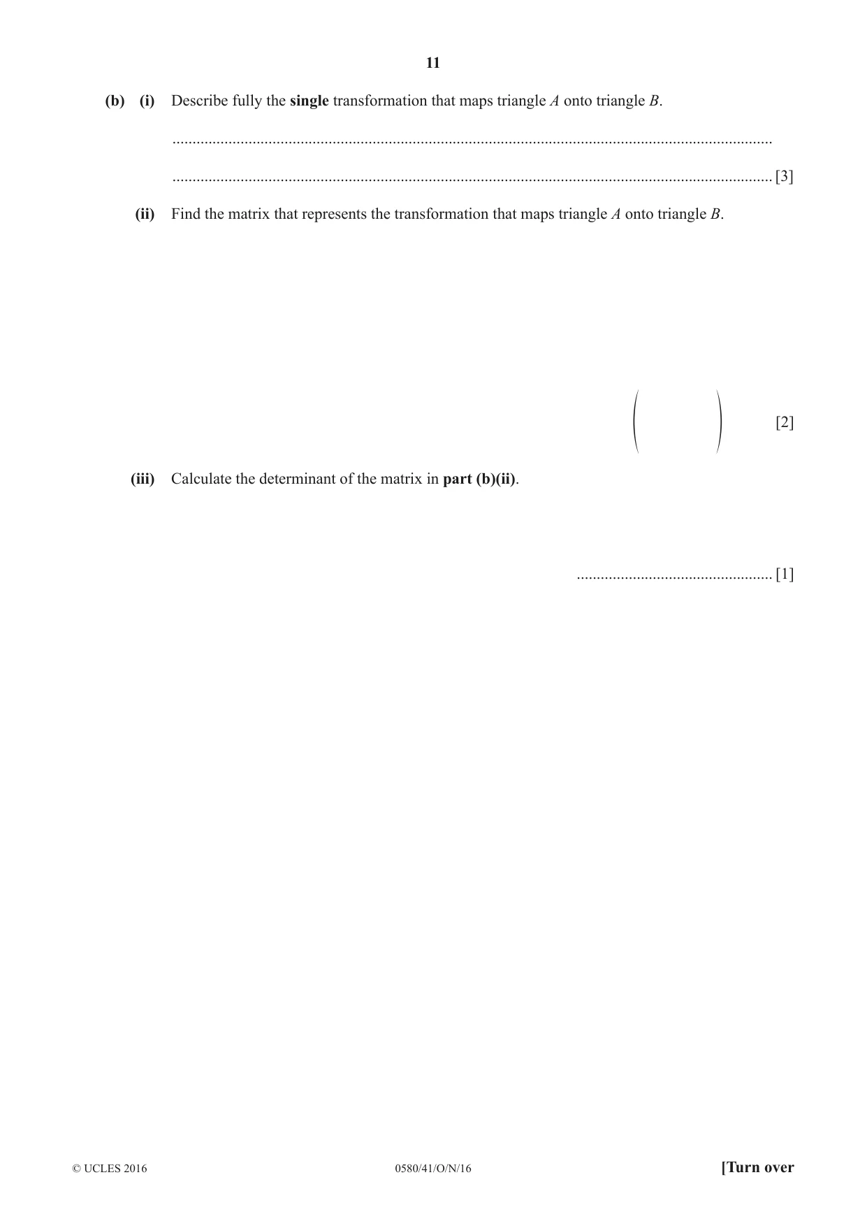 Cambridge IGCSE Mathematics 0580 2016 Oct/Nov Paper 4 · Variant 1 question paper, page 11 of 20