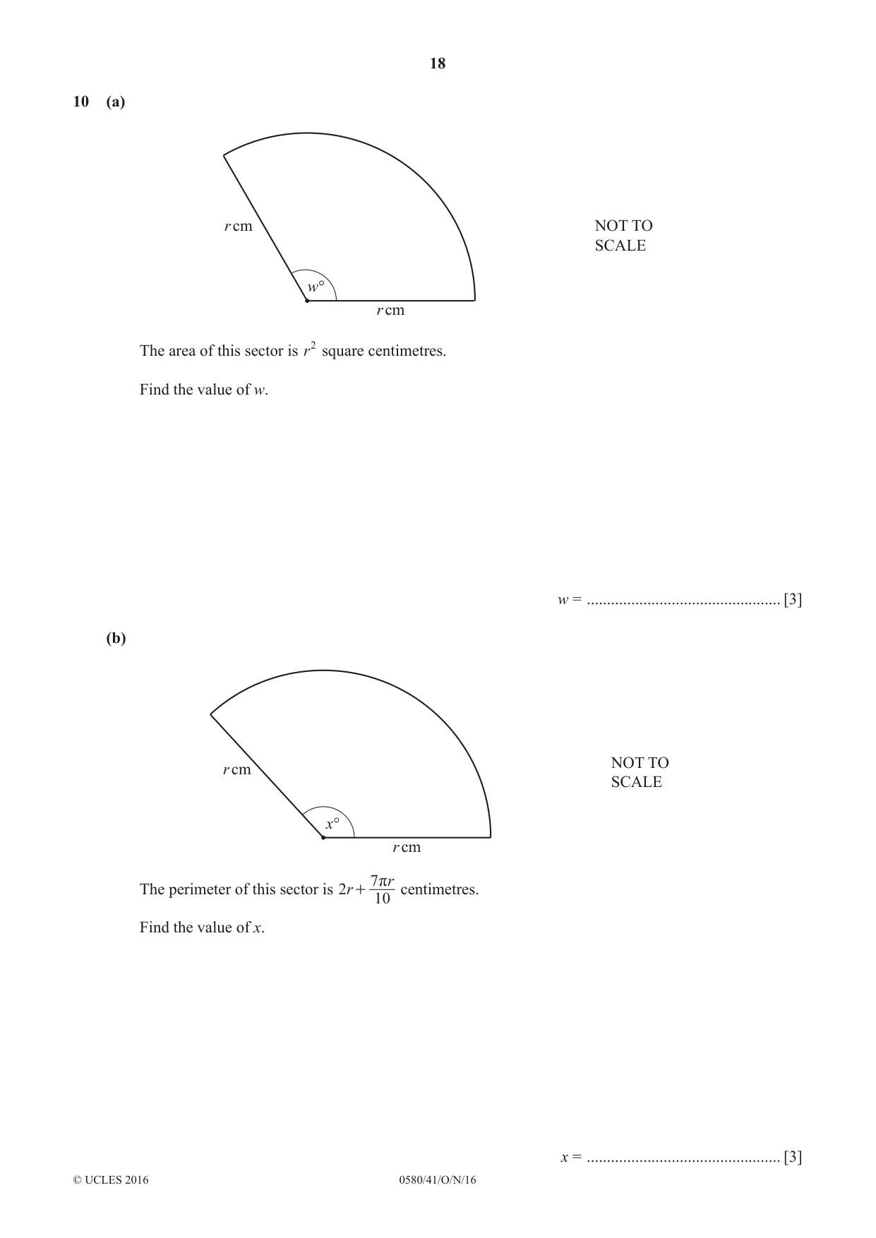 Cambridge IGCSE Mathematics 0580 2016 Oct/Nov Paper 4 · Variant 1 question paper, page 18 of 20
