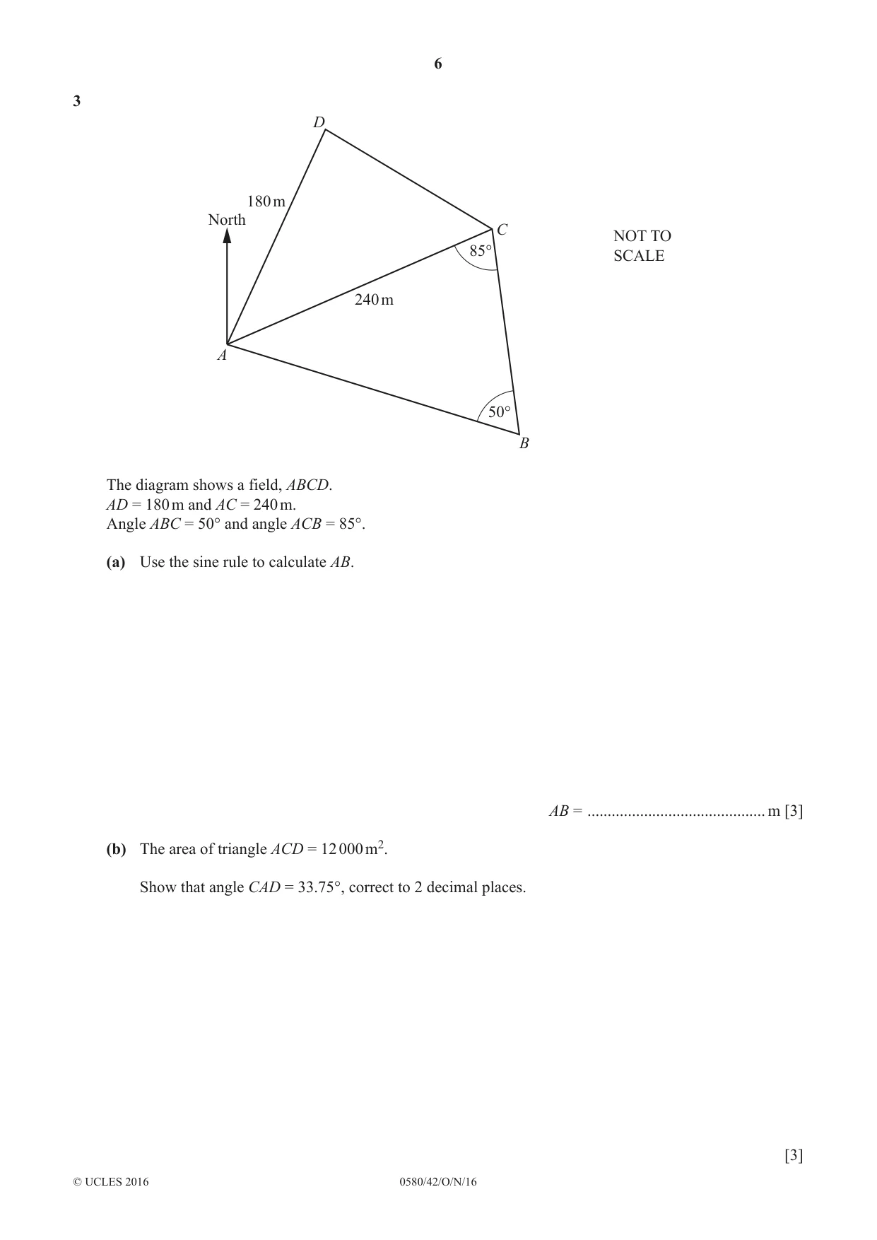Cambridge IGCSE Mathematics 0580 2016 Oct/Nov Paper 4 · Variant 2 question paper, page 6 of 20