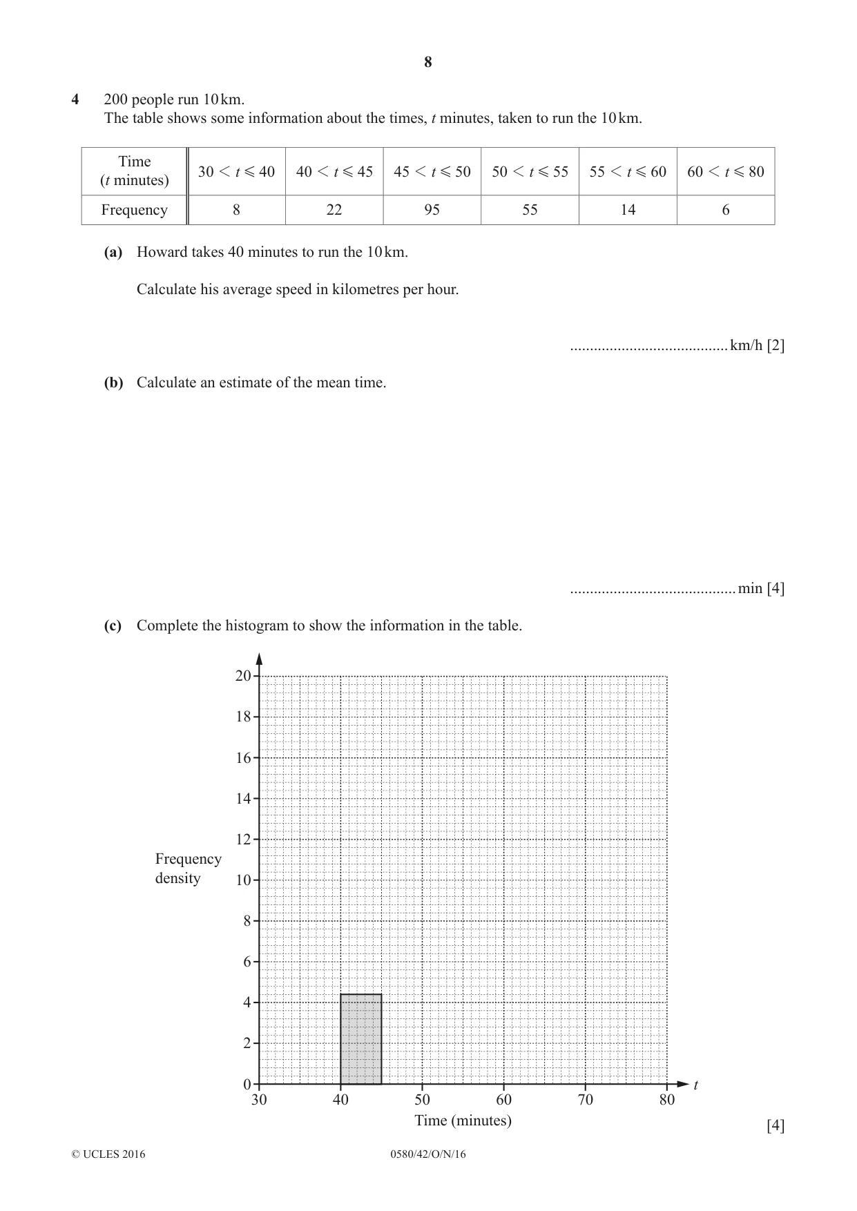 Cambridge IGCSE Mathematics 0580 2016 Oct/Nov Paper 4 · Variant 2 question paper, page 8 of 20