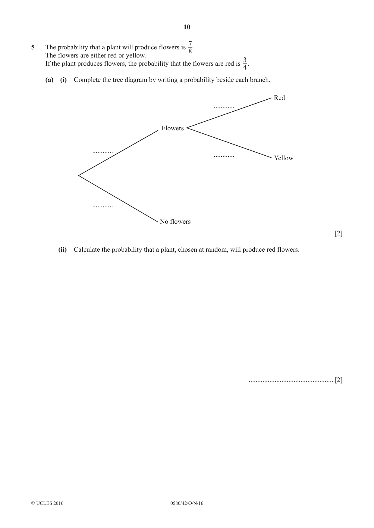 Cambridge IGCSE Mathematics 0580 2016 Oct/Nov Paper 4 · Variant 2 question paper, page 10 of 20