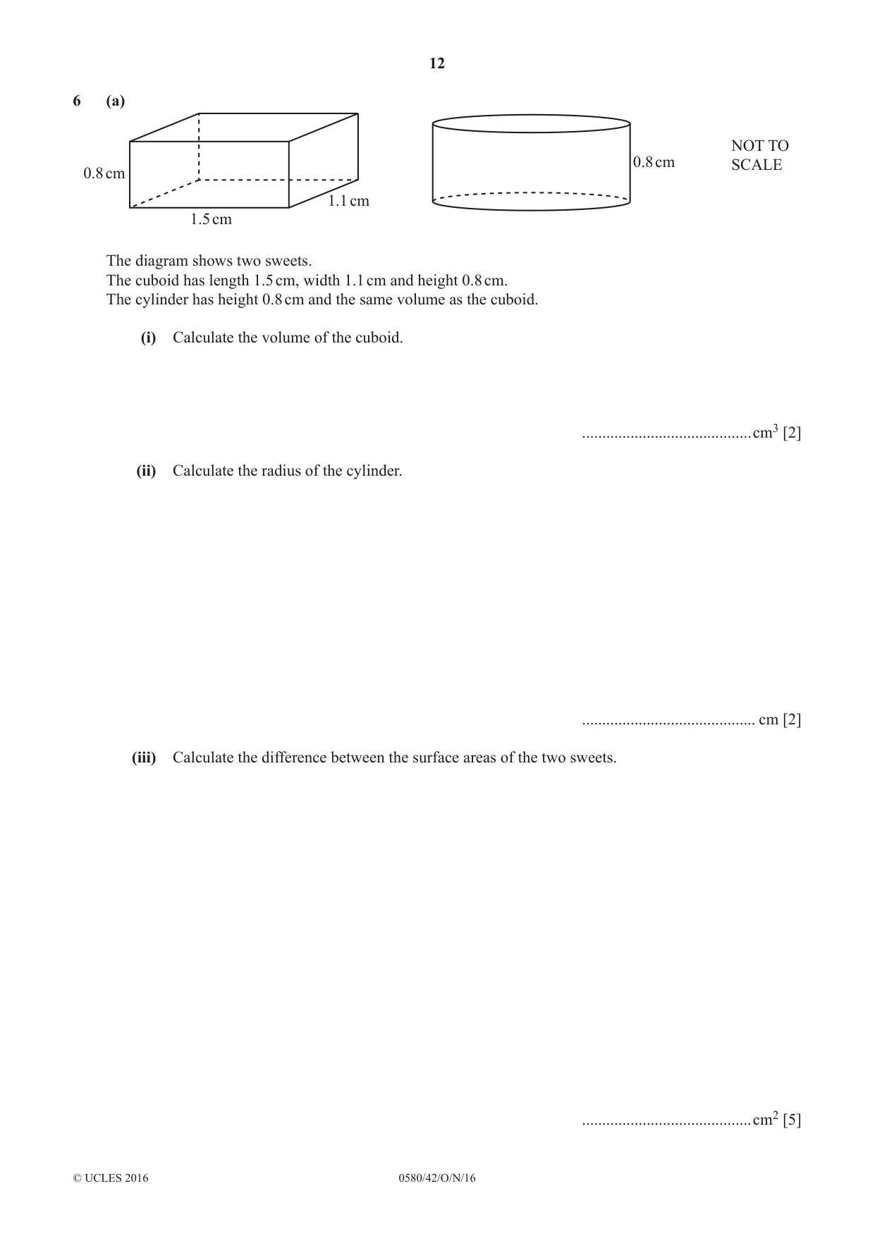Cambridge IGCSE Mathematics 0580 2016 Oct/Nov Paper 4 · Variant 2 question paper, page 12 of 20