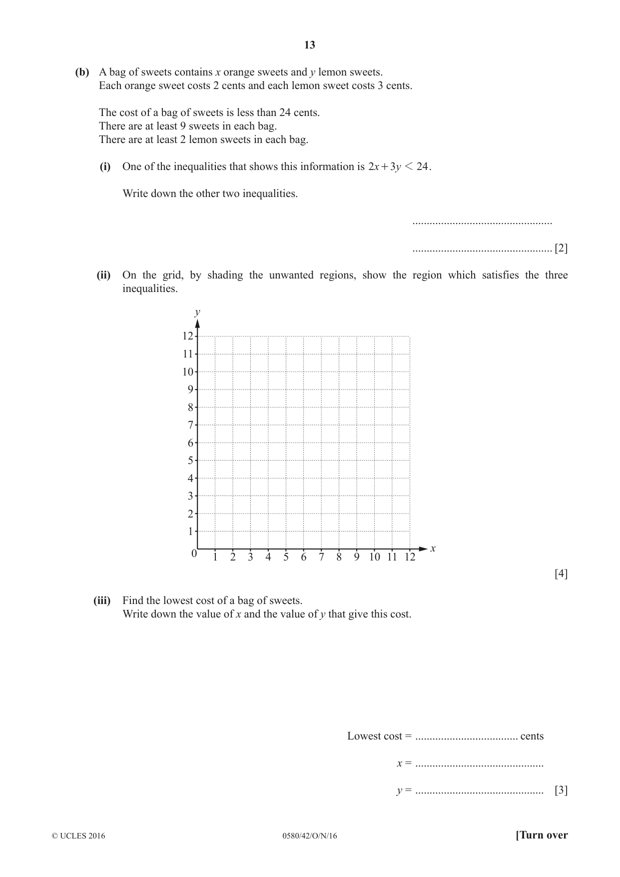 Cambridge IGCSE Mathematics 0580 2016 Oct/Nov Paper 4 · Variant 2 question paper, page 13 of 20