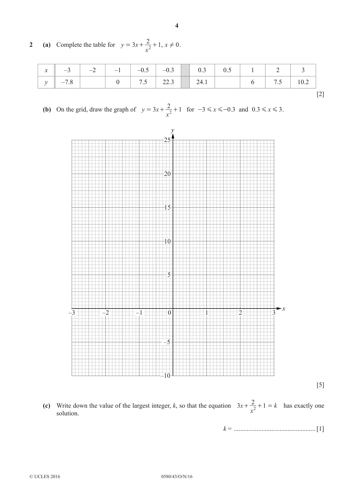 Cambridge IGCSE Mathematics 0580 2016 Oct/Nov Paper 4 · Variant 3 question paper, page 4 of 20