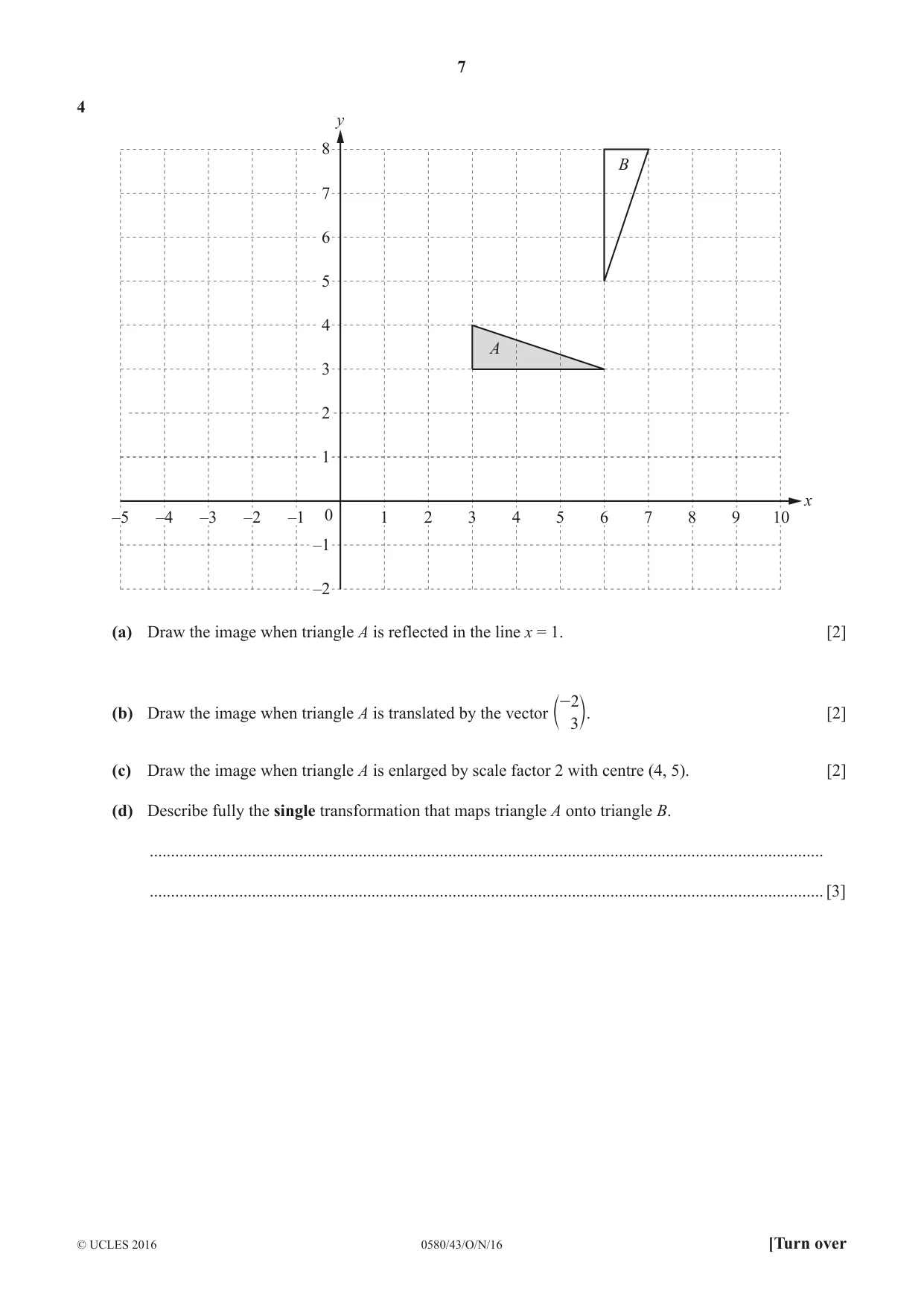 Cambridge IGCSE Mathematics 0580 2016 Oct/Nov Paper 4 · Variant 3 question paper, page 7 of 20