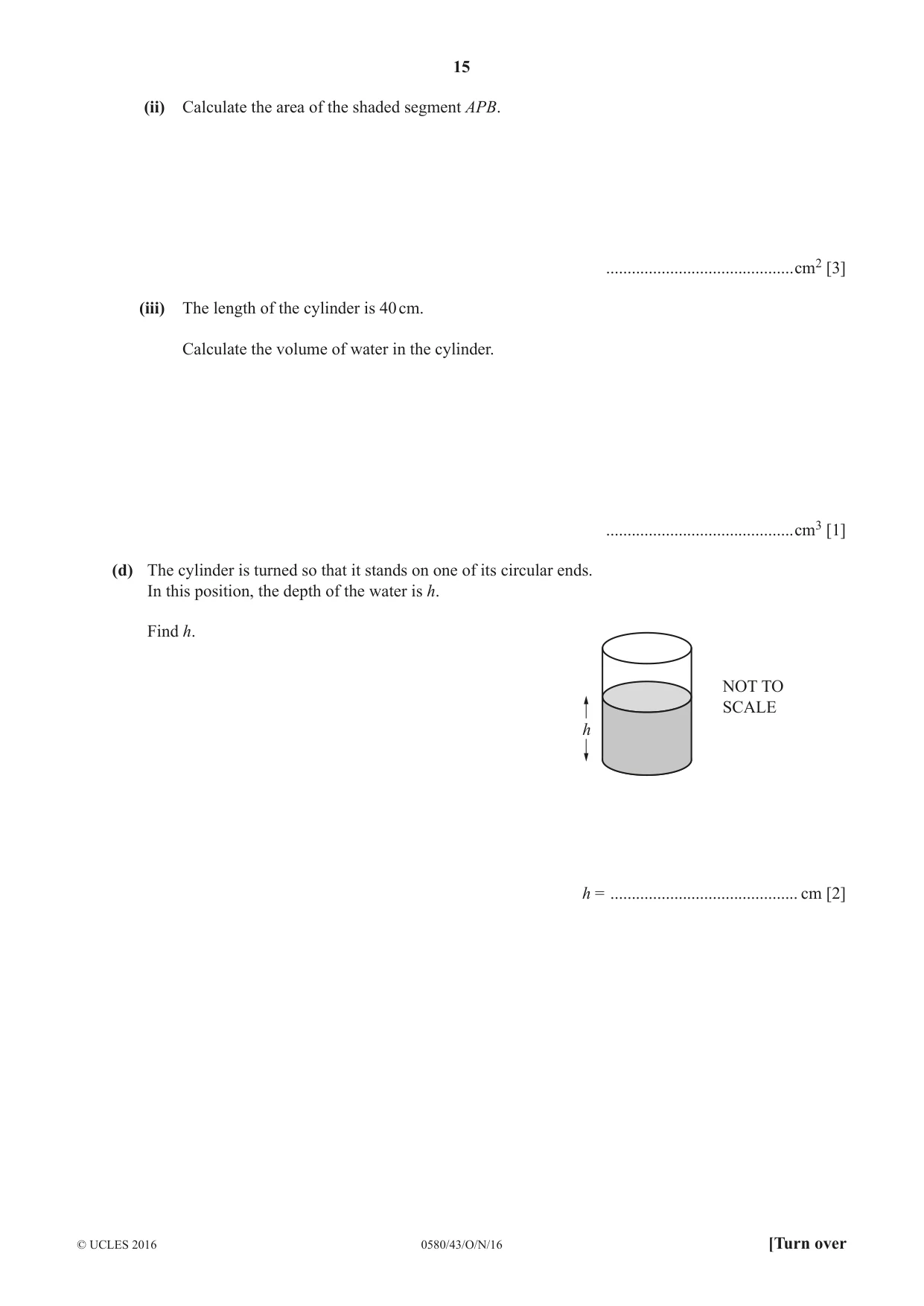 Cambridge IGCSE Mathematics 0580 2016 Oct/Nov Paper 4 · Variant 3 question paper, page 15 of 20