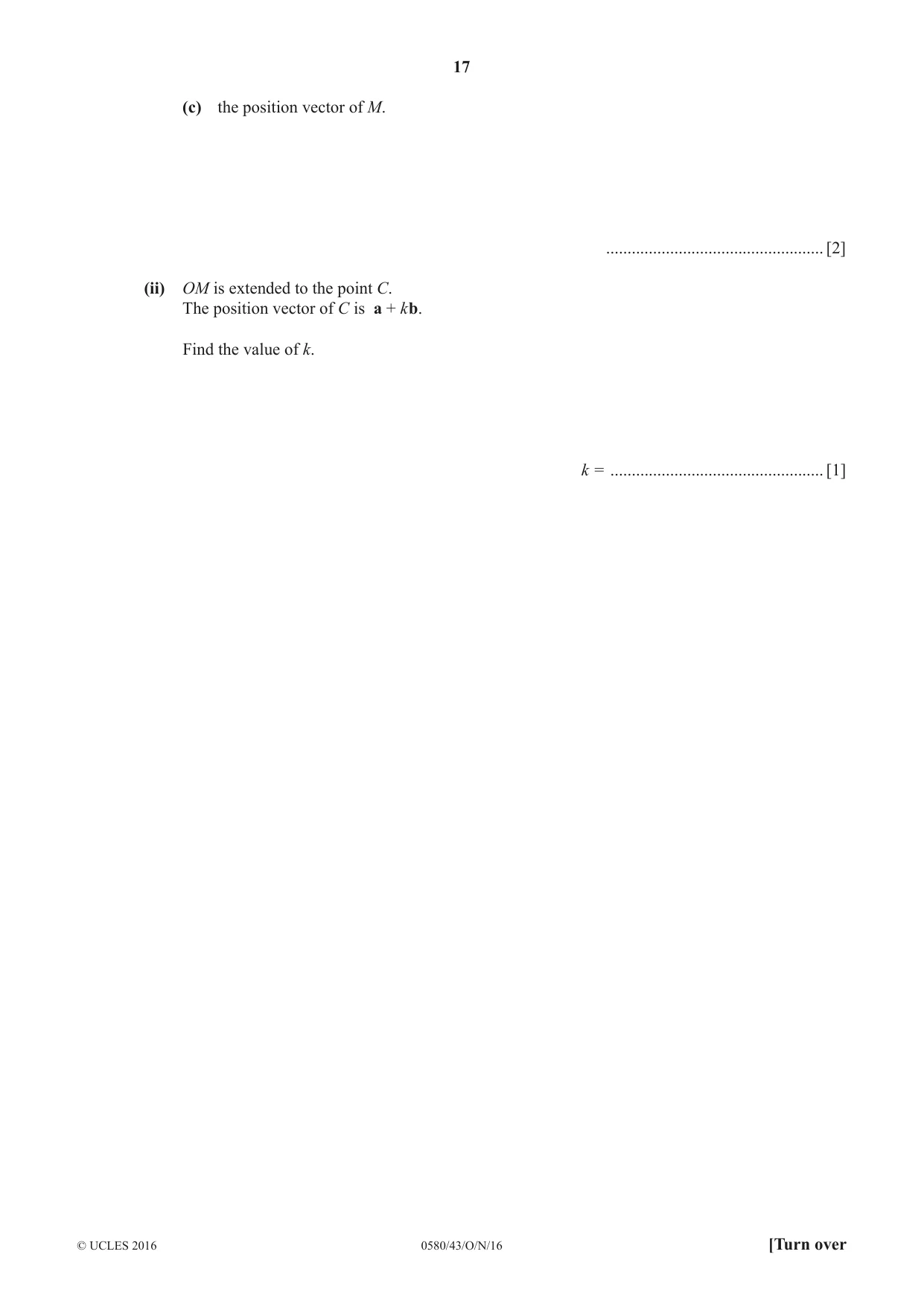 Cambridge IGCSE Mathematics 0580 2016 Oct/Nov Paper 4 · Variant 3 question paper, page 17 of 20