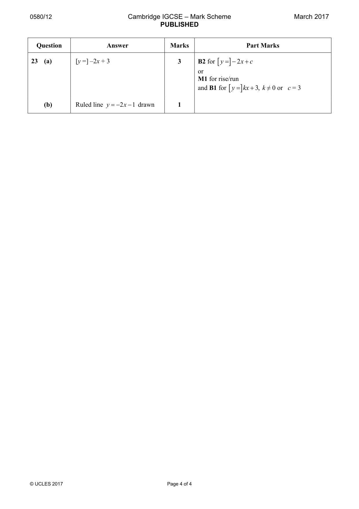 Mark scheme, page 4 of 4