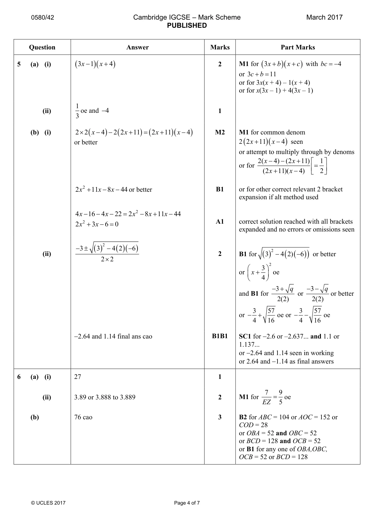 Mark scheme, page 4 of 7