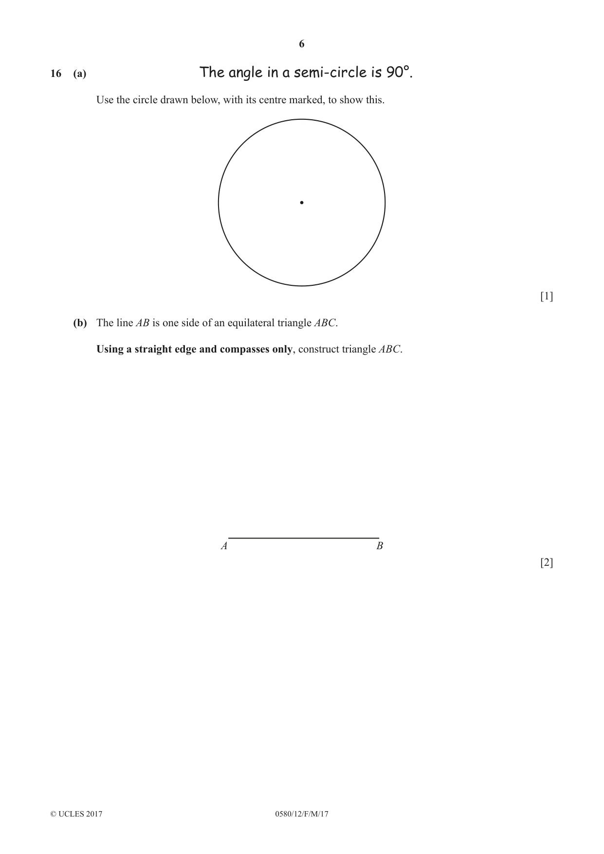 Cambridge IGCSE Mathematics 0580 2017 Feb/March Paper 1 · Variant 2 question paper, page 6 of 12