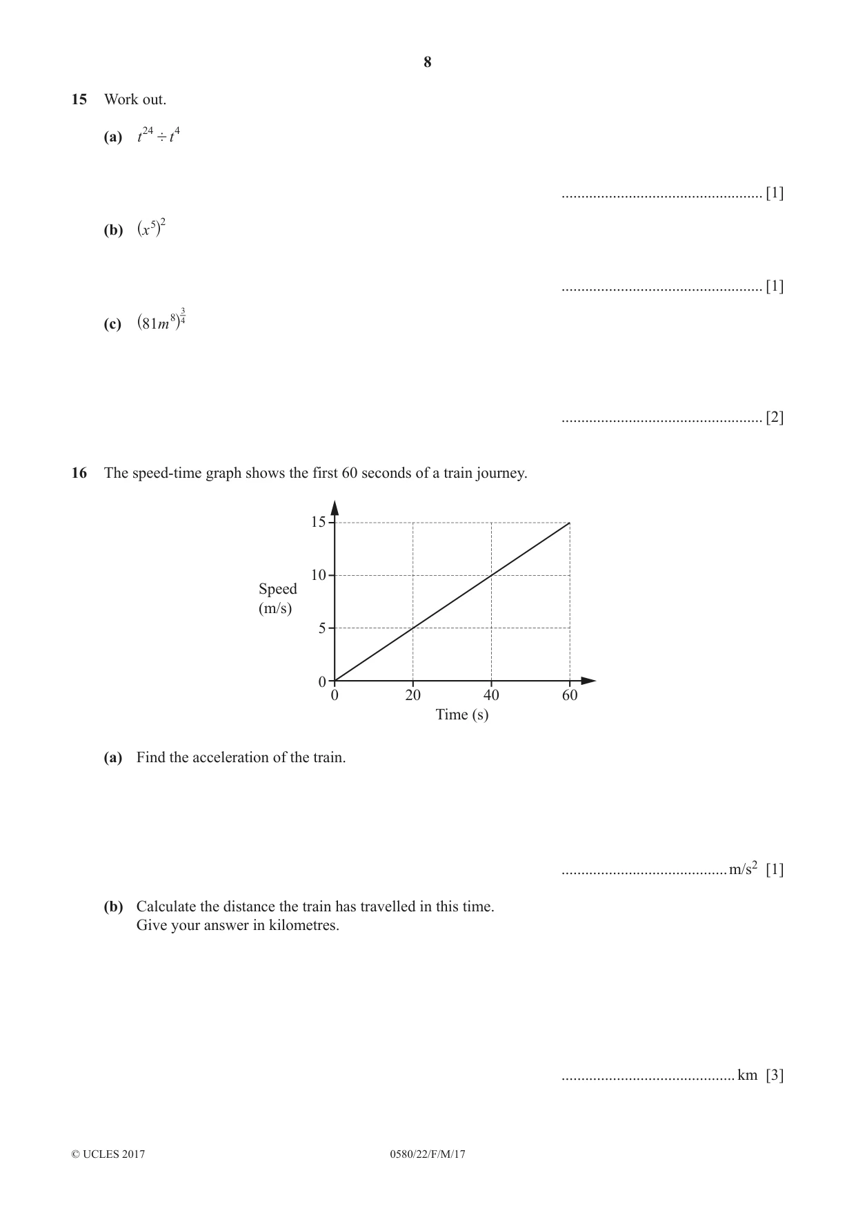 Cambridge IGCSE Mathematics 0580 2017 Feb/March Paper 2 · Variant 2 question paper, page 8 of 12