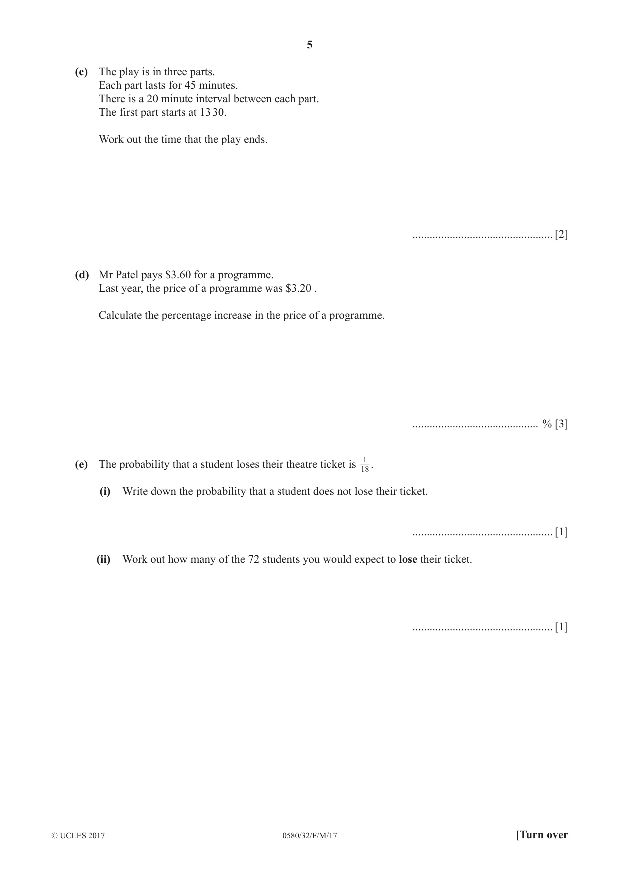 Cambridge IGCSE Mathematics 0580 2017 Feb/March Paper 3 · Variant 2 question paper, page 5 of 16