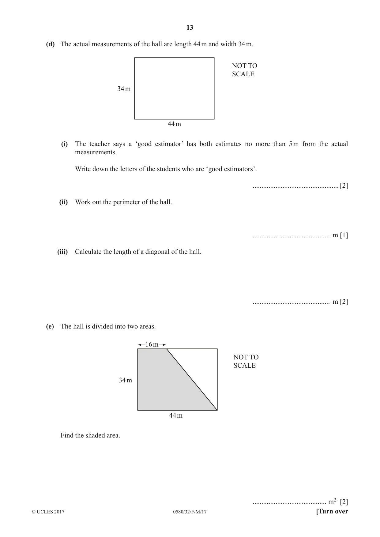 Cambridge IGCSE Mathematics 0580 2017 Feb/March Paper 3 · Variant 2 question paper, page 13 of 16