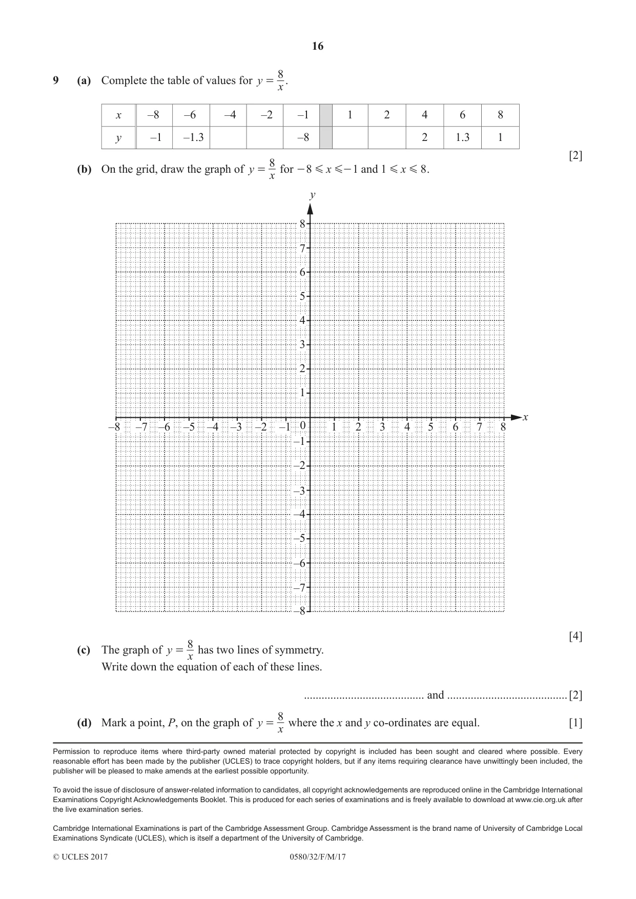 Cambridge IGCSE Mathematics 0580 2017 Feb/March Paper 3 · Variant 2 question paper, page 16 of 16