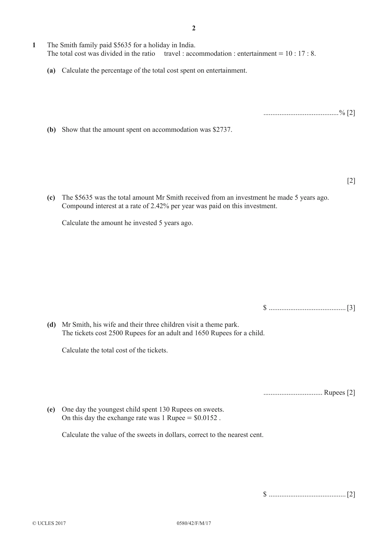 Cambridge IGCSE Mathematics 0580 2017 Feb/March Paper 4 · Variant 2 question paper, page 2 of 20