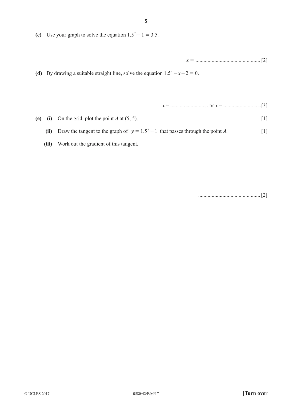 Cambridge IGCSE Mathematics 0580 2017 Feb/March Paper 4 · Variant 2 question paper, page 5 of 20