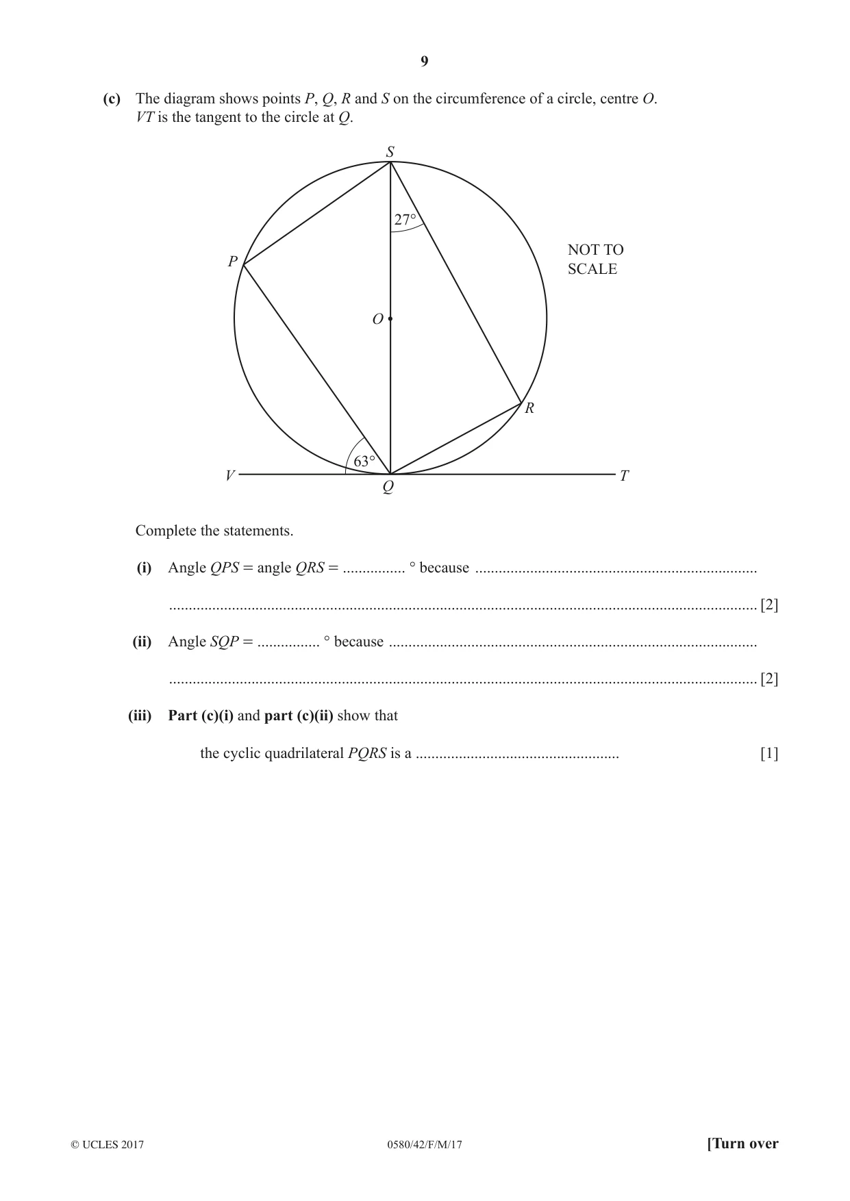 Cambridge IGCSE Mathematics 0580 2017 Feb/March Paper 4 · Variant 2 question paper, page 9 of 20