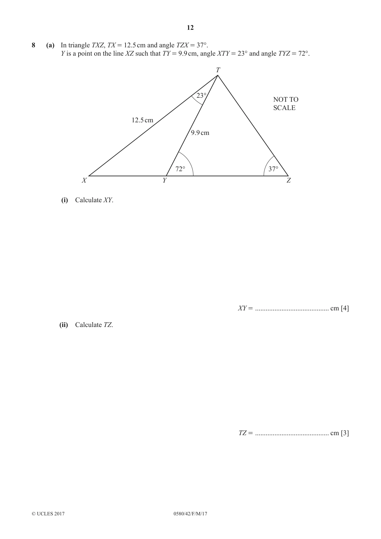 Cambridge IGCSE Mathematics 0580 2017 Feb/March Paper 4 · Variant 2 question paper, page 12 of 20