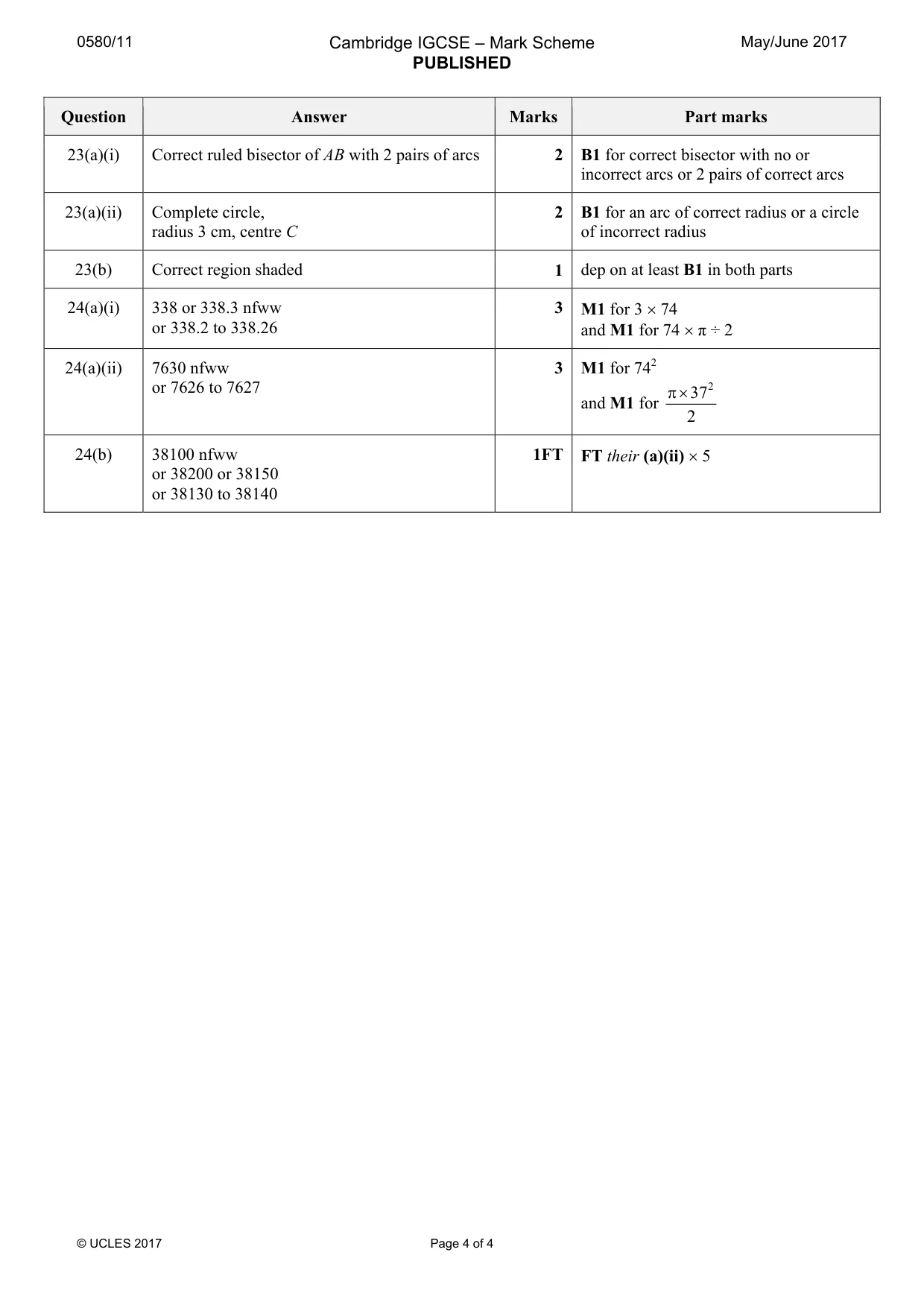 Mark scheme, page 4 of 4