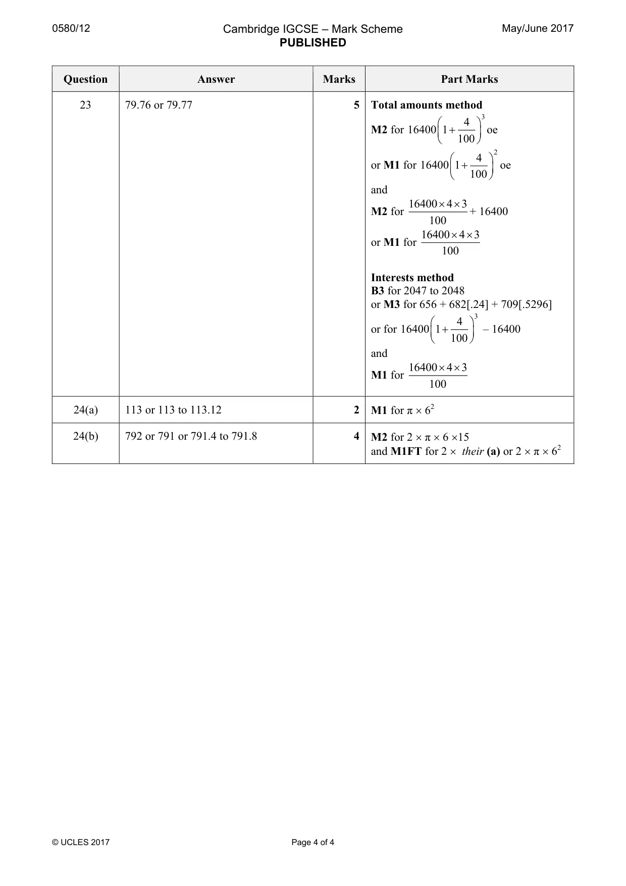 Mark scheme, page 4 of 4