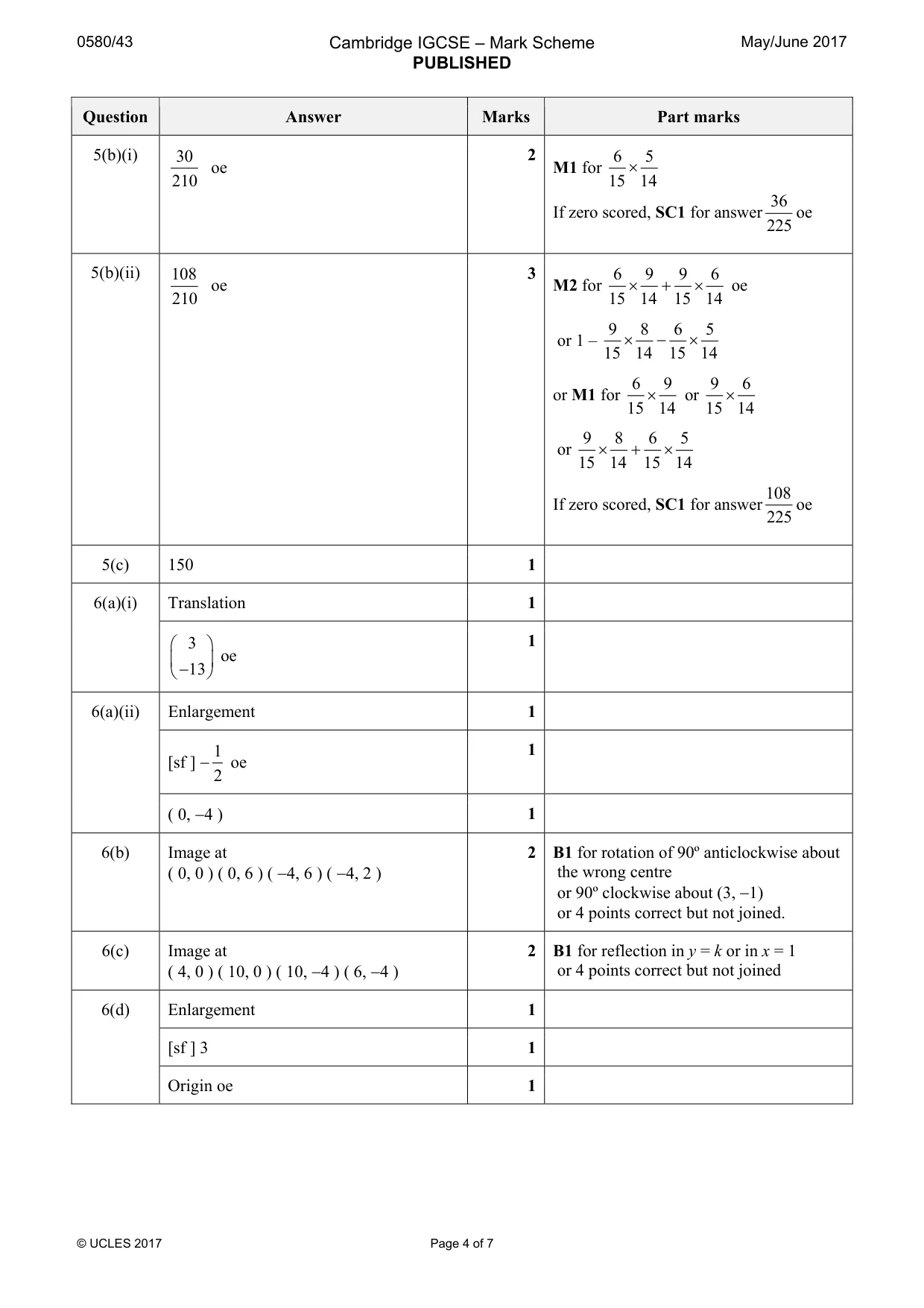 Mark scheme, page 4 of 7