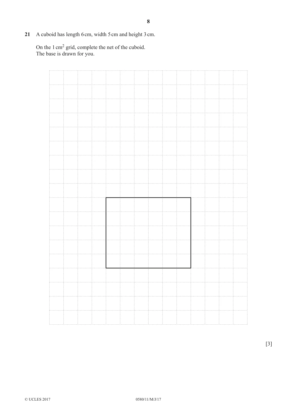 Cambridge IGCSE Mathematics 0580 2017 May/June Paper 1 · Variant 1 question paper, page 8 of 12