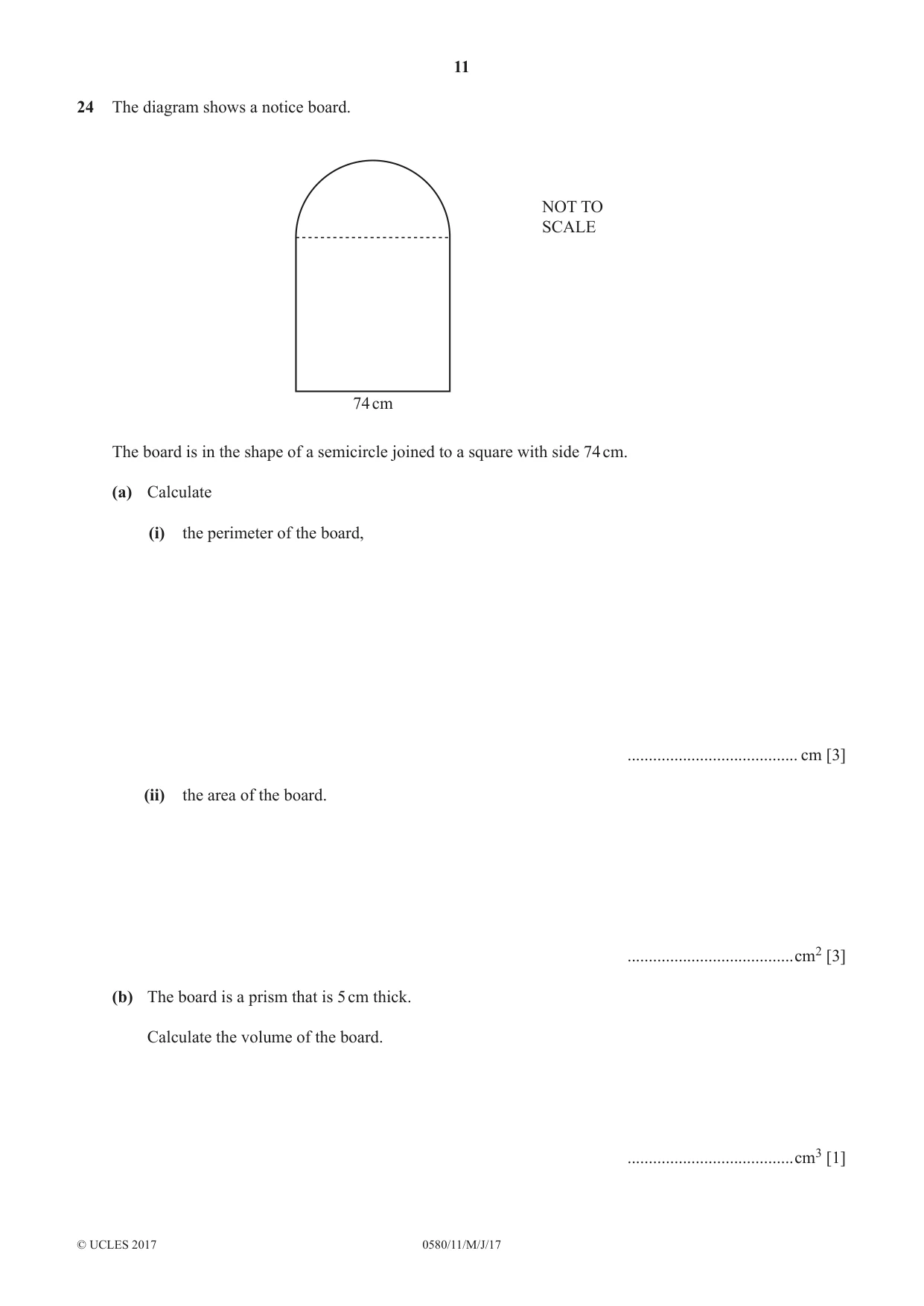 Cambridge IGCSE Mathematics 0580 2017 May/June Paper 1 · Variant 1 question paper, page 11 of 12