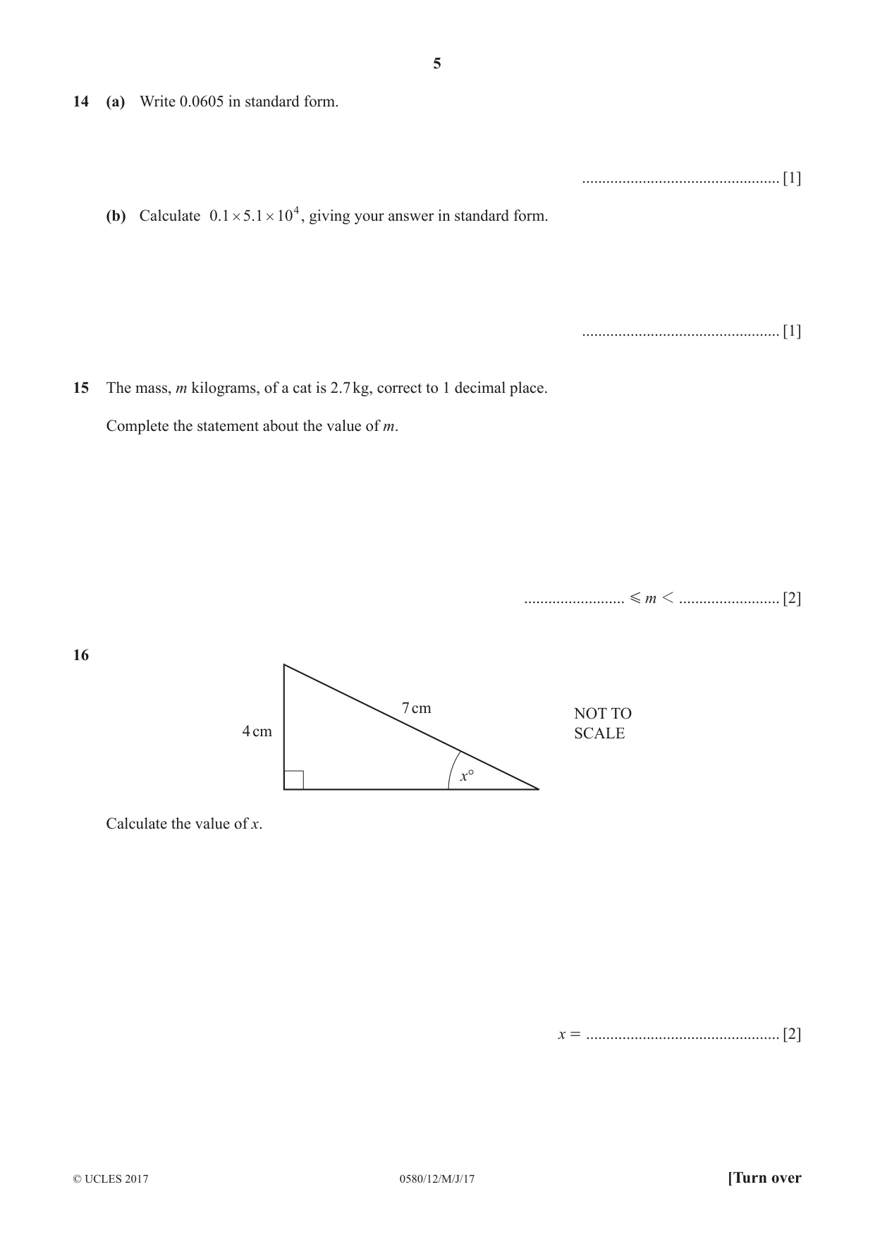 Cambridge IGCSE Mathematics 0580 2017 May/June Paper 1 · Variant 2 question paper, page 5 of 12