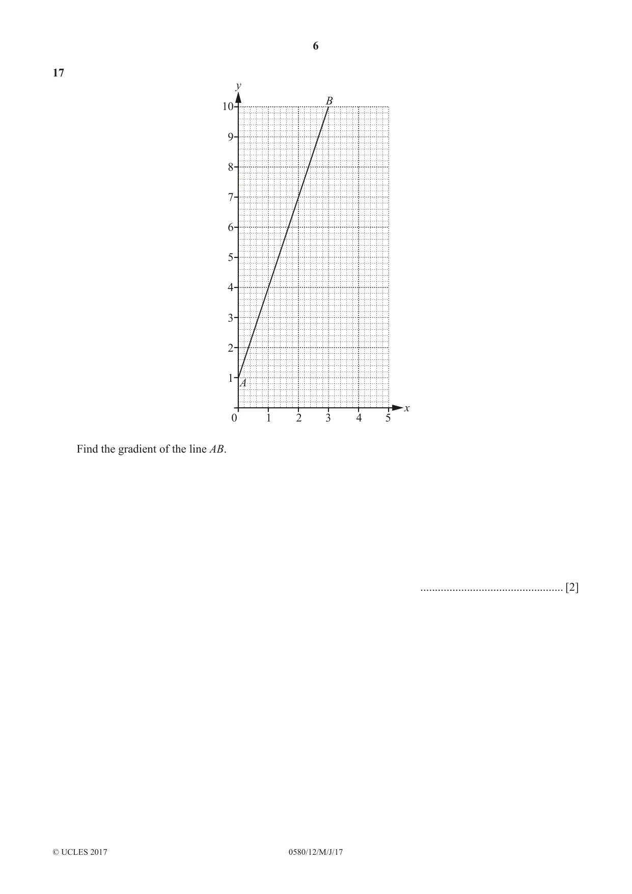 Cambridge IGCSE Mathematics 0580 2017 May/June Paper 1 · Variant 2 question paper, page 6 of 12