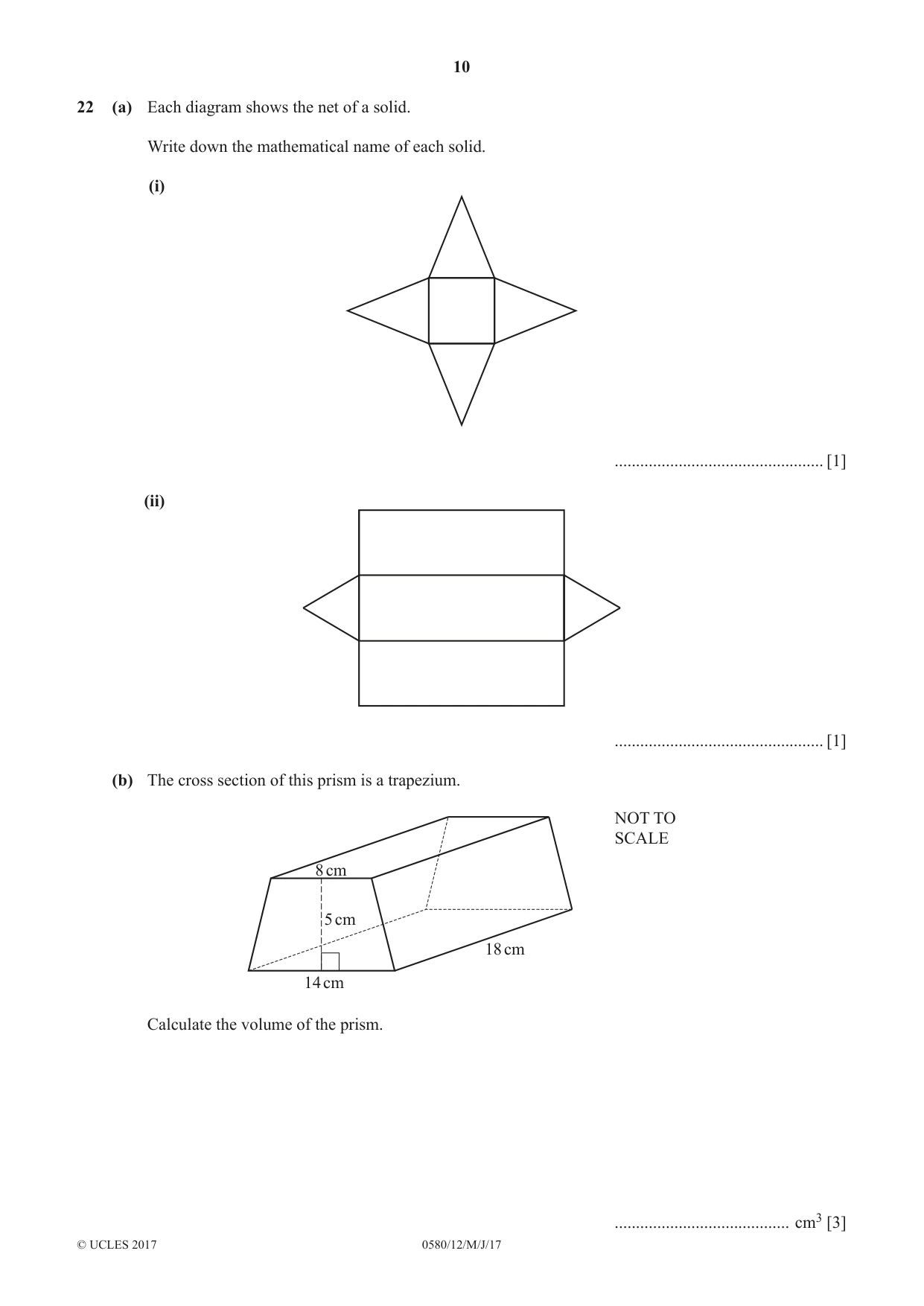 Cambridge IGCSE Mathematics 0580 2017 May/June Paper 1 · Variant 2 question paper, page 10 of 12
