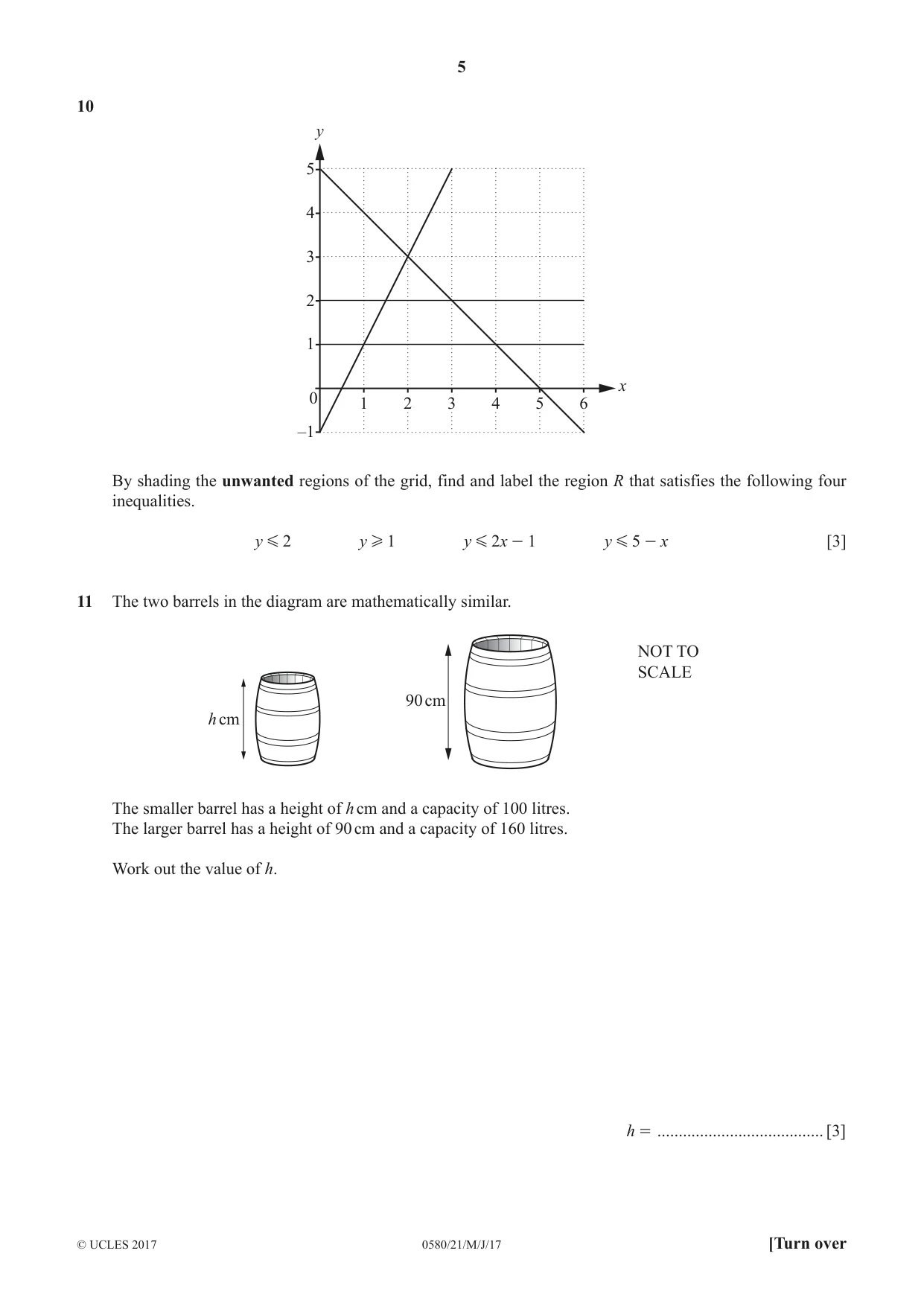 Cambridge IGCSE Mathematics 0580 2017 May/June Paper 2 · Variant 1 question paper, page 5 of 16