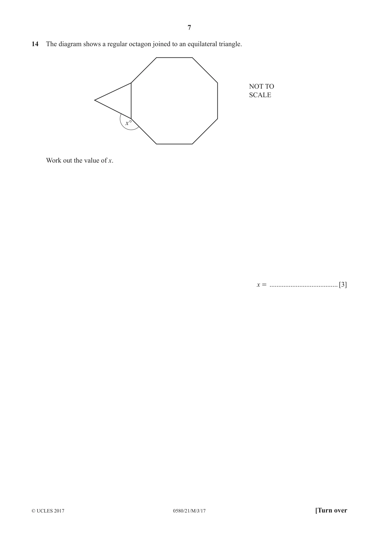 Cambridge IGCSE Mathematics 0580 2017 May/June Paper 2 · Variant 1 question paper, page 7 of 16