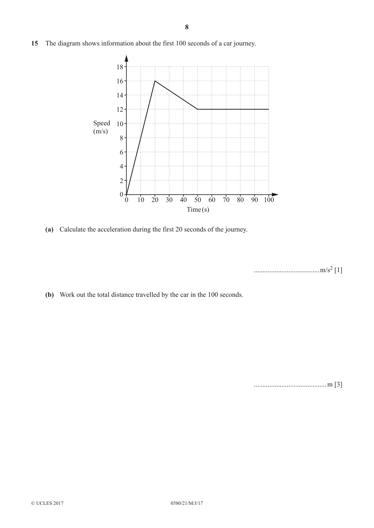 Cambridge IGCSE Mathematics 0580 2017 May/June Paper 2 · Variant 1 question paper, page 8 of 16