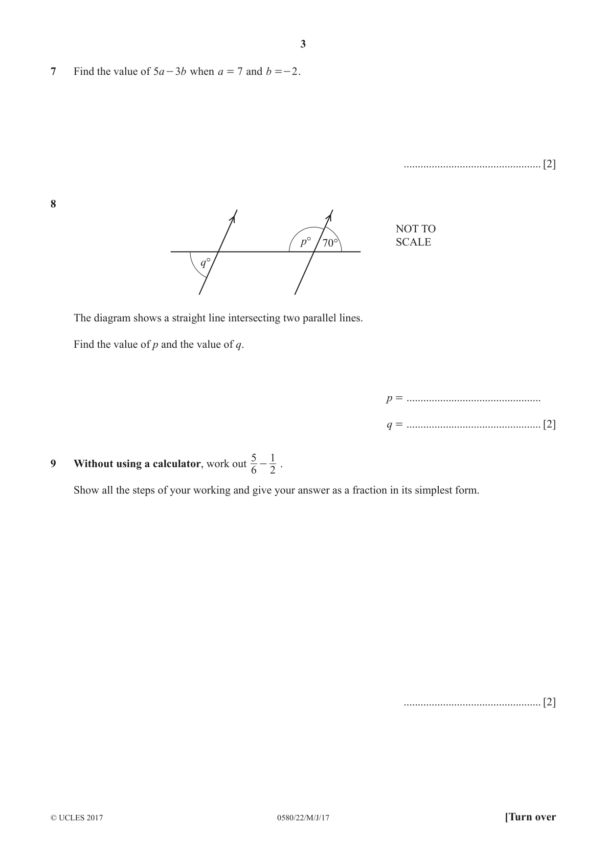 Cambridge IGCSE Mathematics 0580 2017 May/June Paper 2 · Variant 2 question paper, page 3 of 12