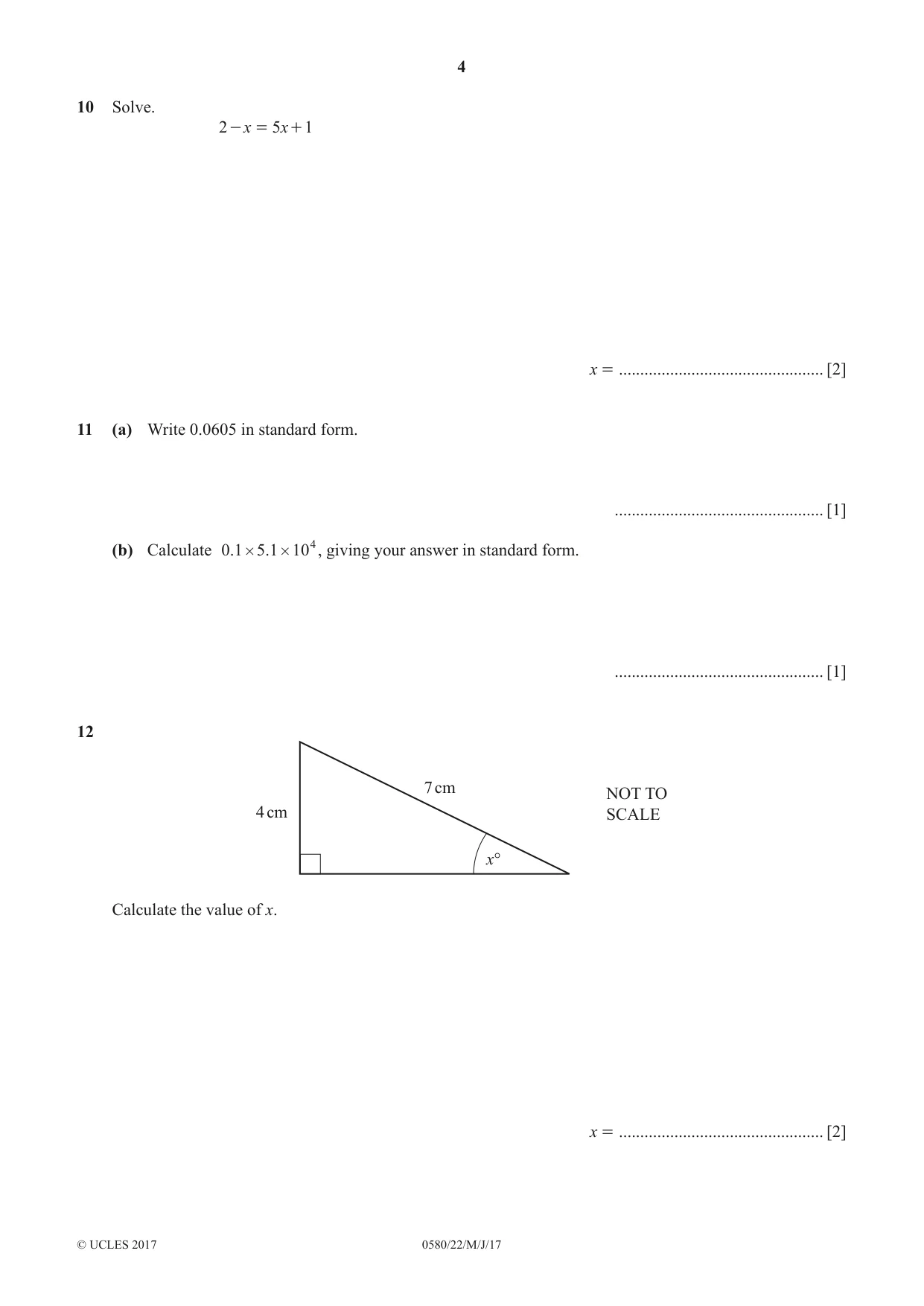 Cambridge IGCSE Mathematics 0580 2017 May/June Paper 2 · Variant 2 question paper, page 4 of 12