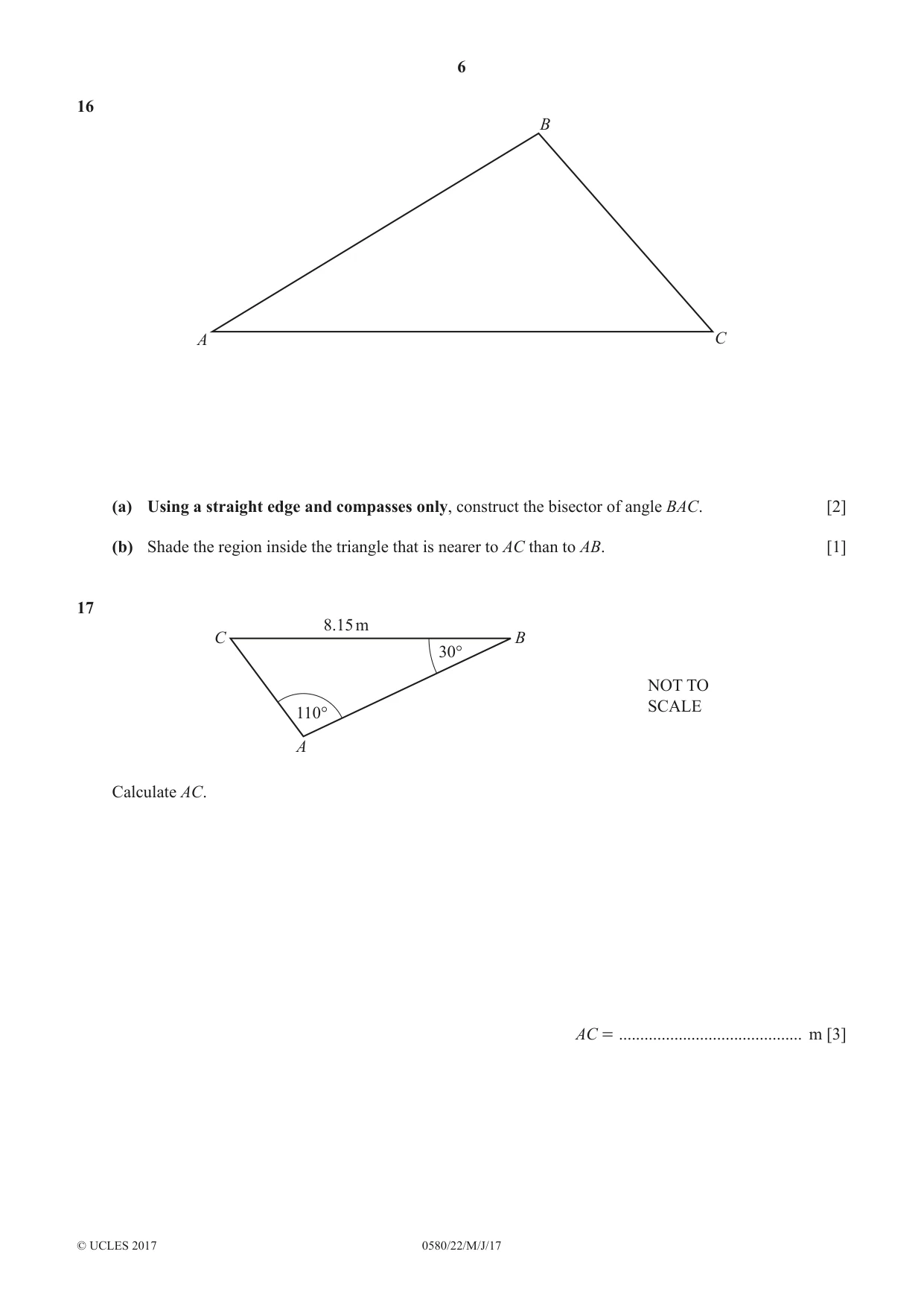 Cambridge IGCSE Mathematics 0580 2017 May/June Paper 2 · Variant 2 question paper, page 6 of 12