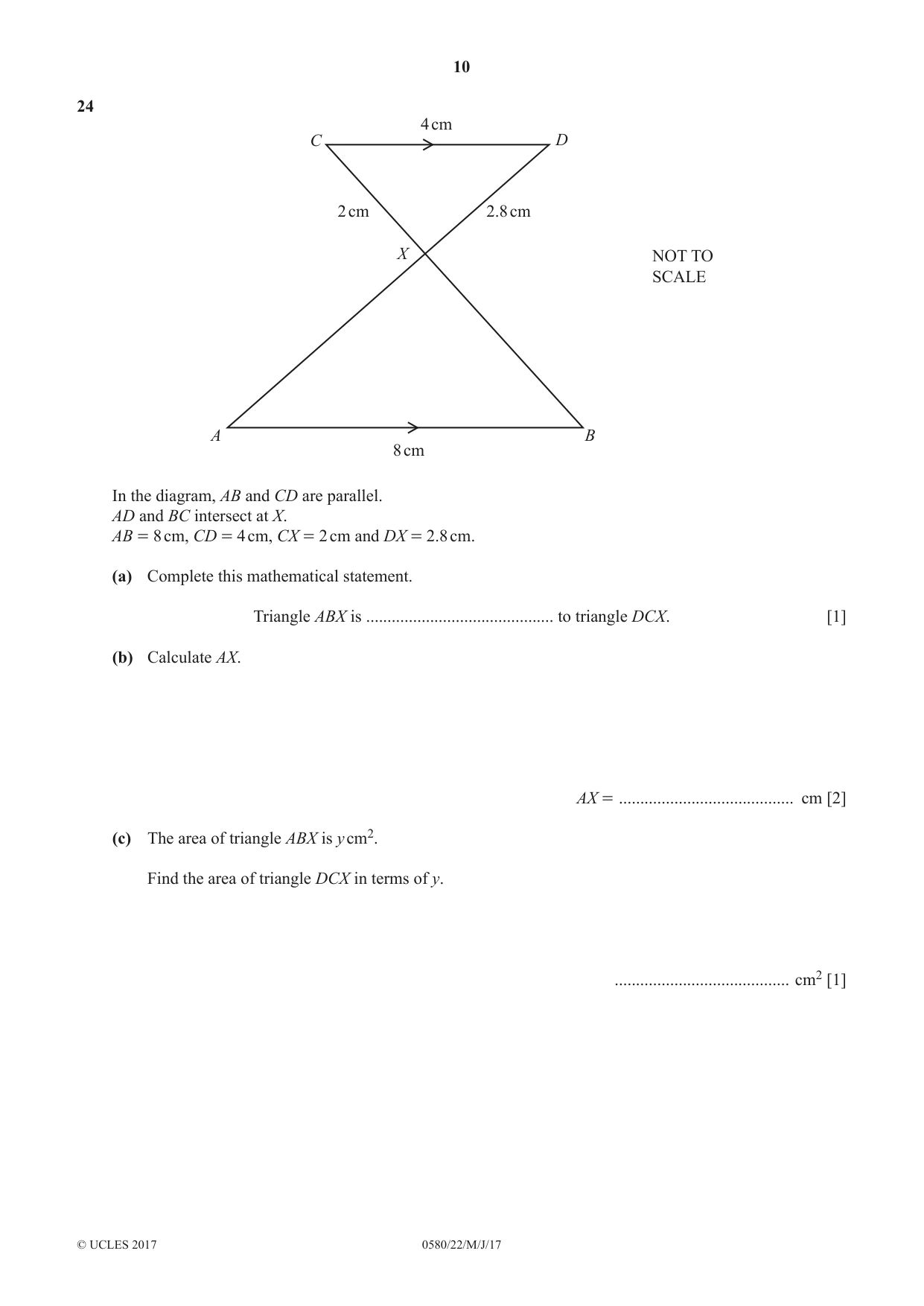 Cambridge IGCSE Mathematics 0580 2017 May/June Paper 2 · Variant 2 question paper, page 10 of 12