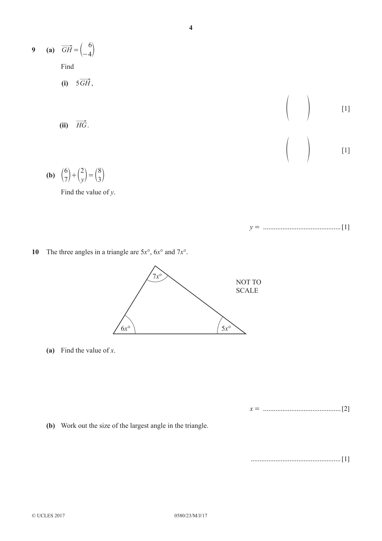 Cambridge IGCSE Mathematics 0580 2017 May/June Paper 2 · Variant 3 question paper, page 4 of 12