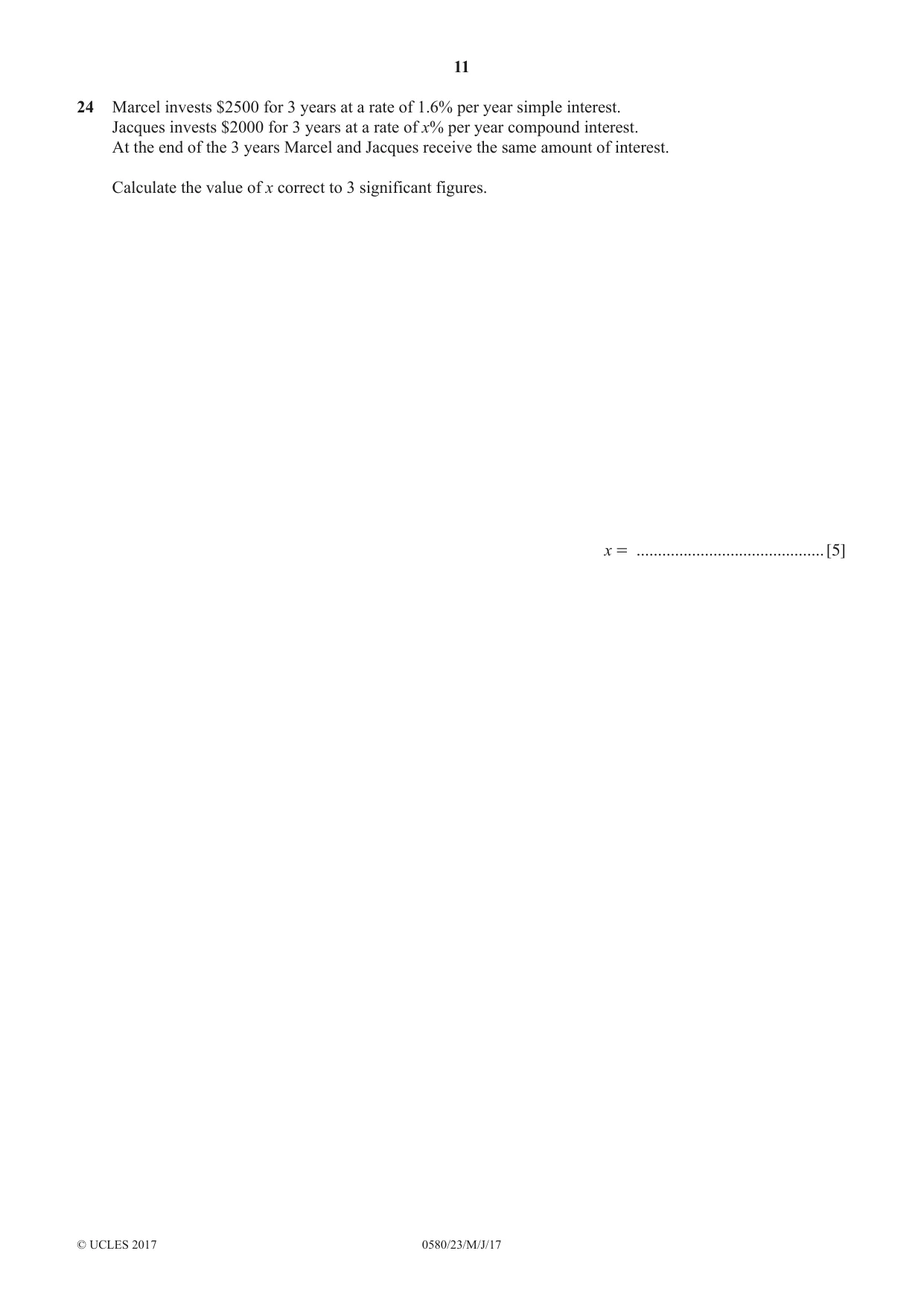 Cambridge IGCSE Mathematics 0580 2017 May/June Paper 2 · Variant 3 question paper, page 11 of 12