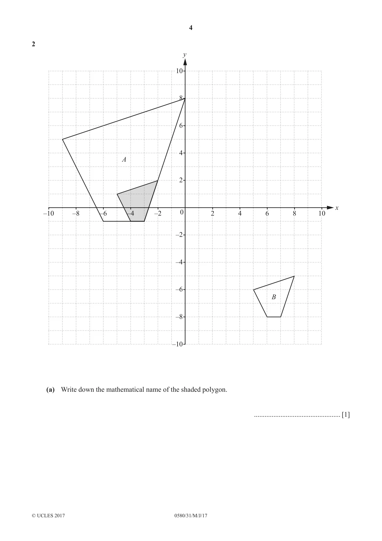 Cambridge IGCSE Mathematics 0580 2017 May/June Paper 3 · Variant 1 question paper, page 4 of 16