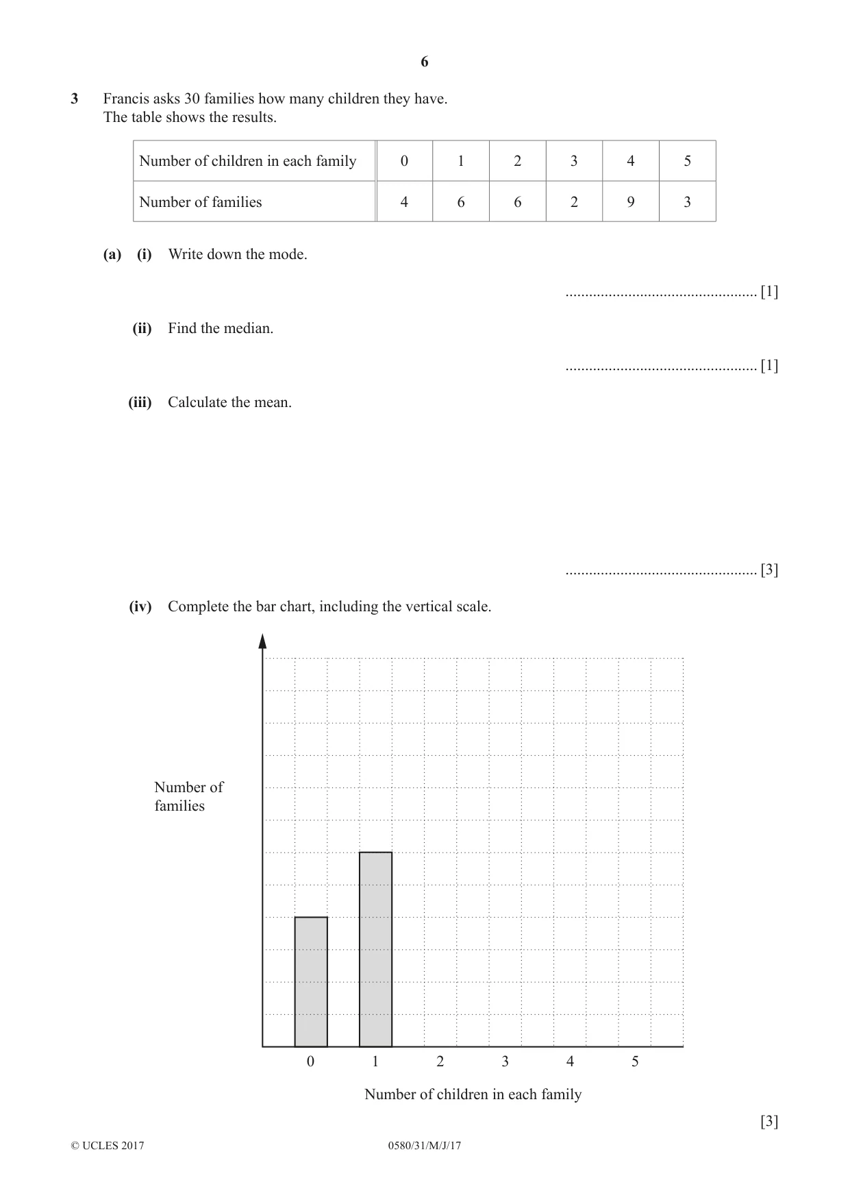 Cambridge IGCSE Mathematics 0580 2017 May/June Paper 3 · Variant 1 question paper, page 6 of 16