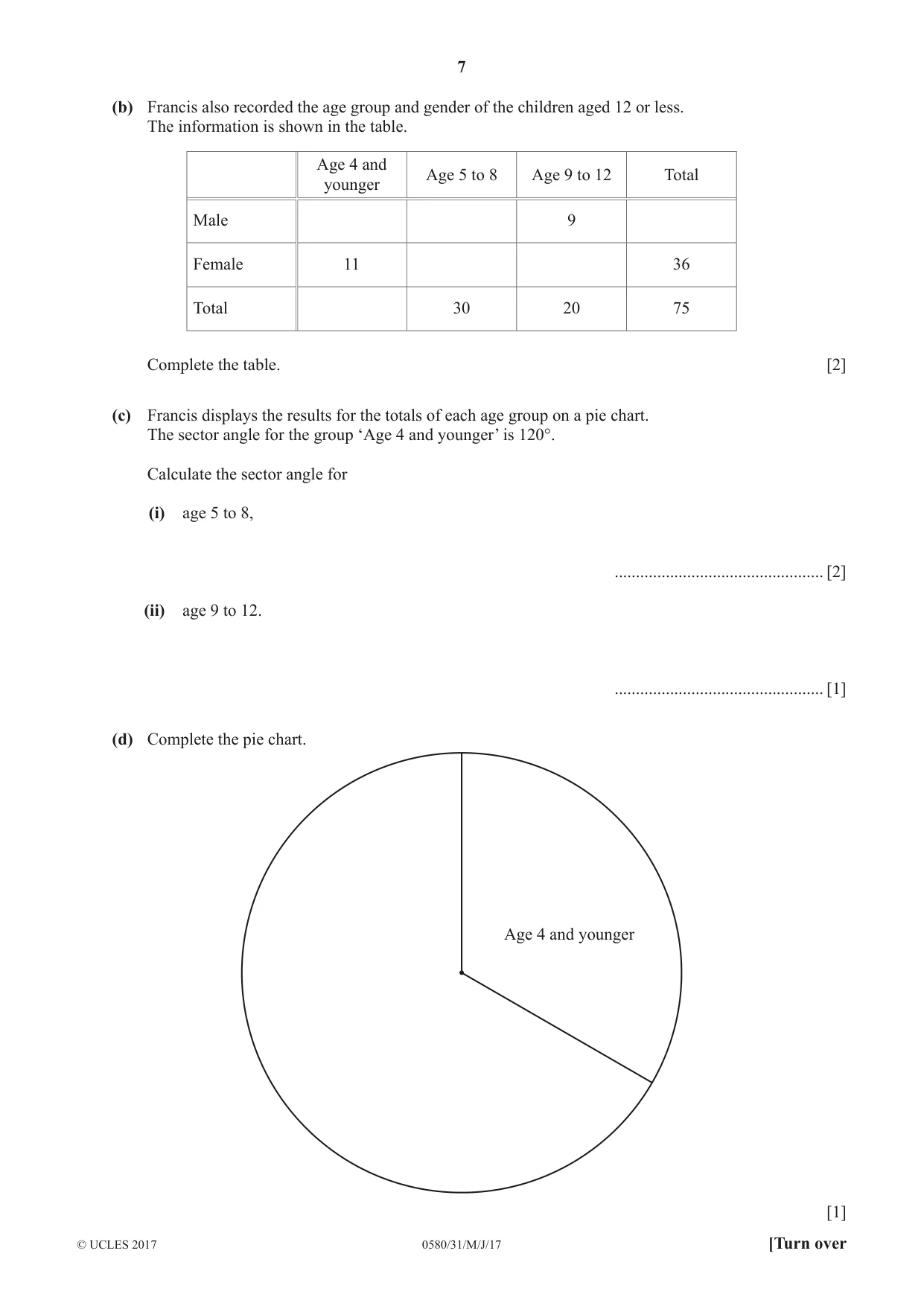 Cambridge IGCSE Mathematics 0580 2017 May/June Paper 3 · Variant 1 question paper, page 7 of 16