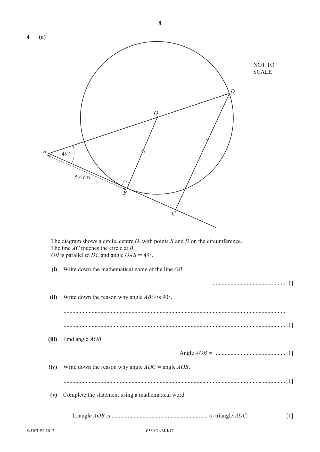 Cambridge IGCSE Mathematics 0580 2017 May/June Paper 3 · Variant 1 question paper, page 8 of 16