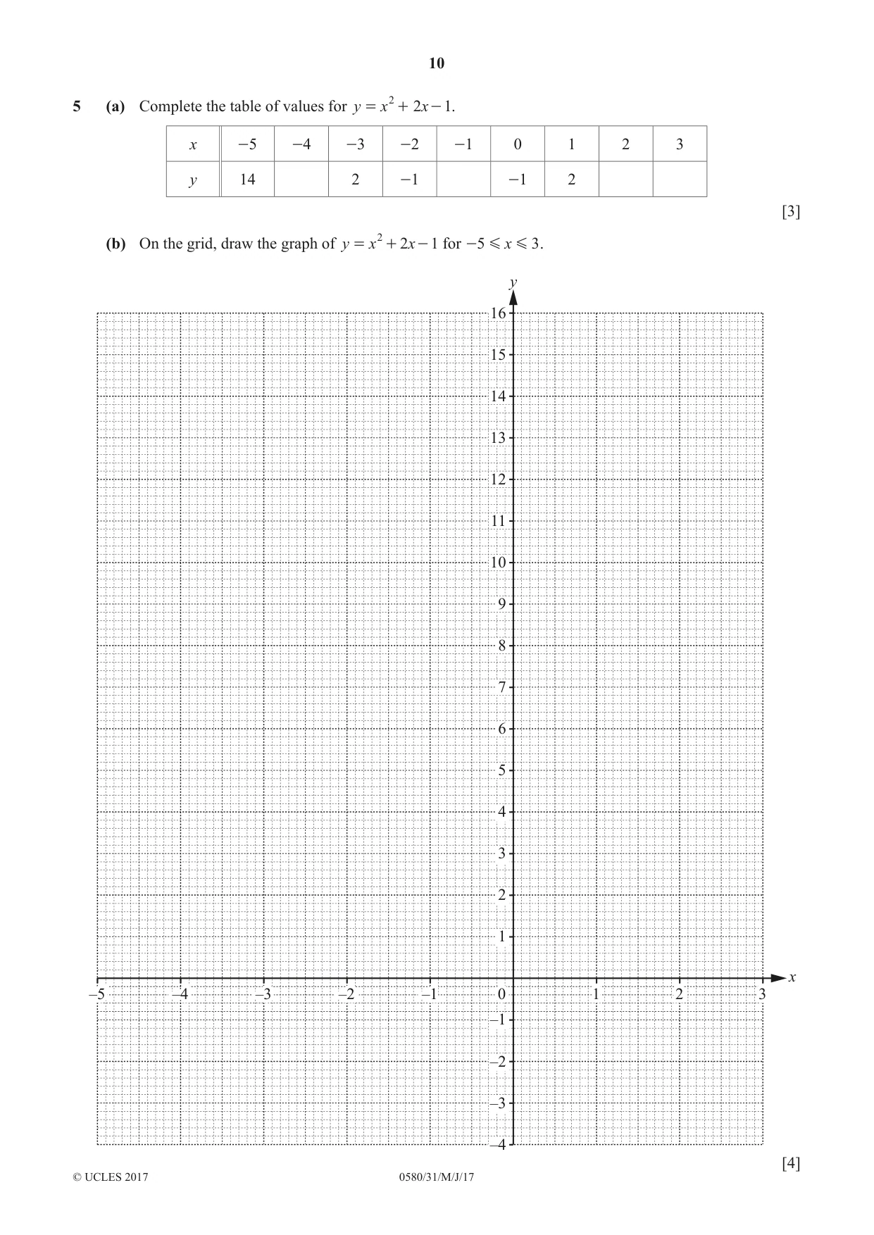 Cambridge IGCSE Mathematics 0580 2017 May/June Paper 3 · Variant 1 question paper, page 10 of 16