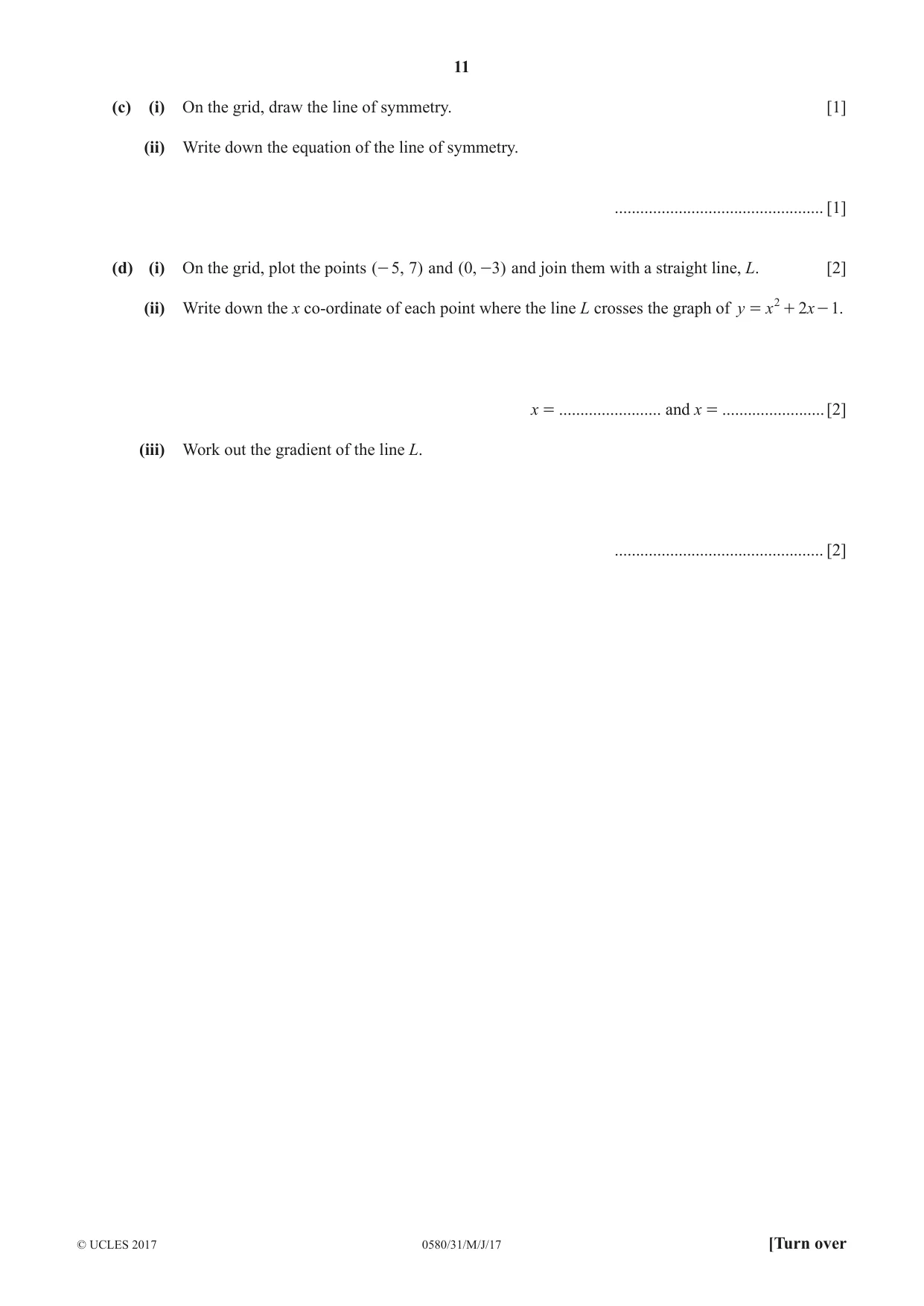 Cambridge IGCSE Mathematics 0580 2017 May/June Paper 3 · Variant 1 question paper, page 11 of 16