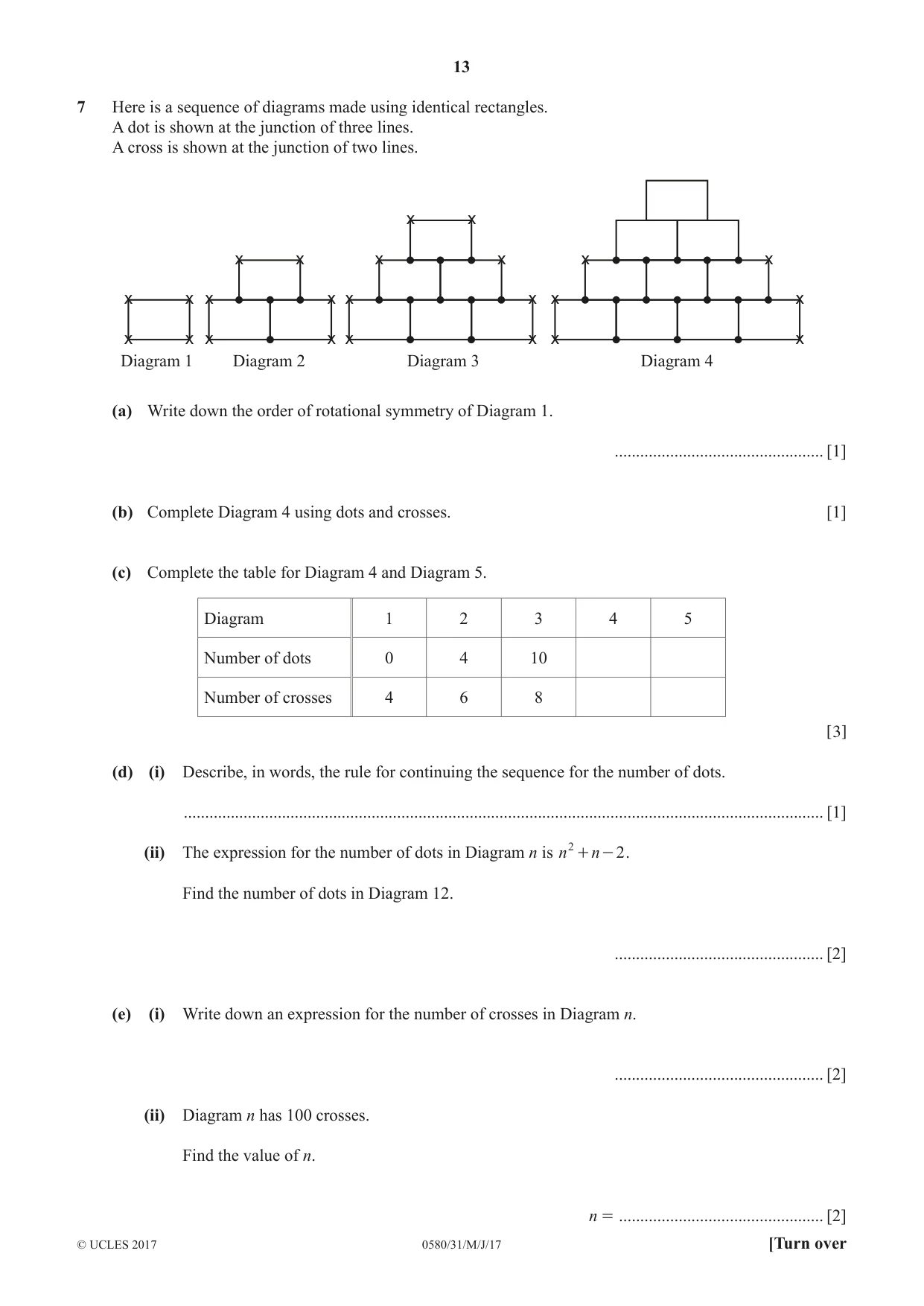 Cambridge IGCSE Mathematics 0580 2017 May/June Paper 3 · Variant 1 question paper, page 13 of 16