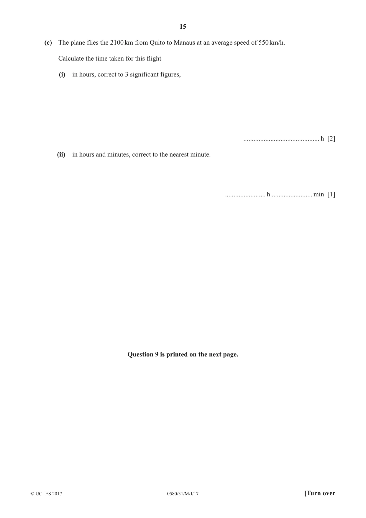 Cambridge IGCSE Mathematics 0580 2017 May/June Paper 3 · Variant 1 question paper, page 15 of 16