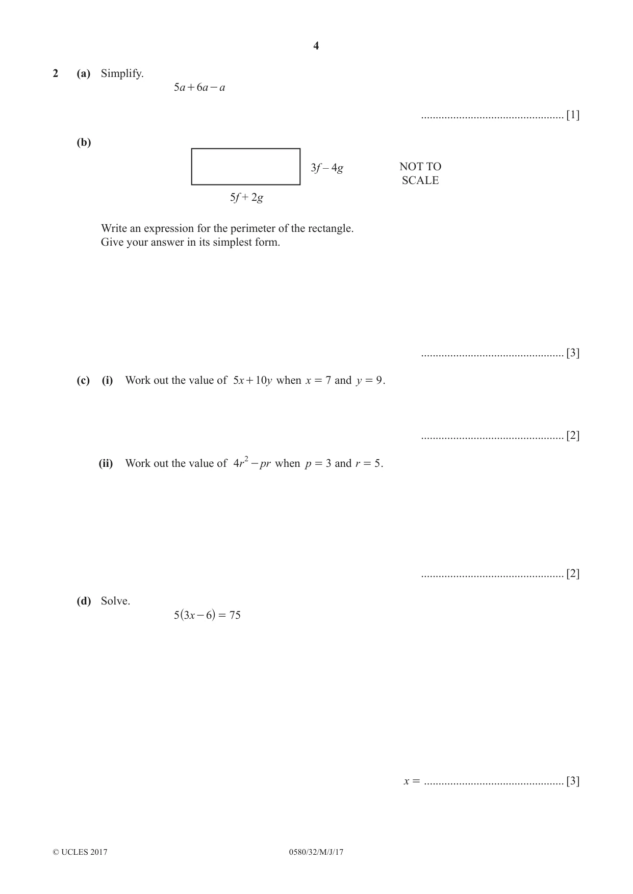 Cambridge IGCSE Mathematics 0580 2017 May/June Paper 3 · Variant 2 question paper, page 4 of 16